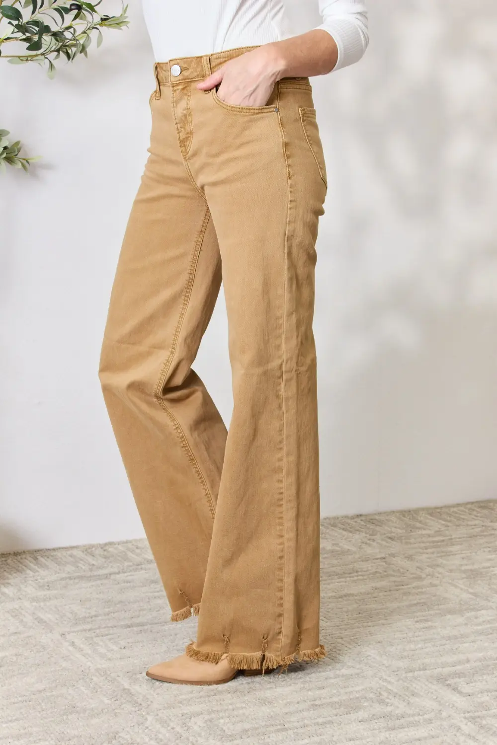 Full Size Fringe Hem Wide Leg Jeans, image 10