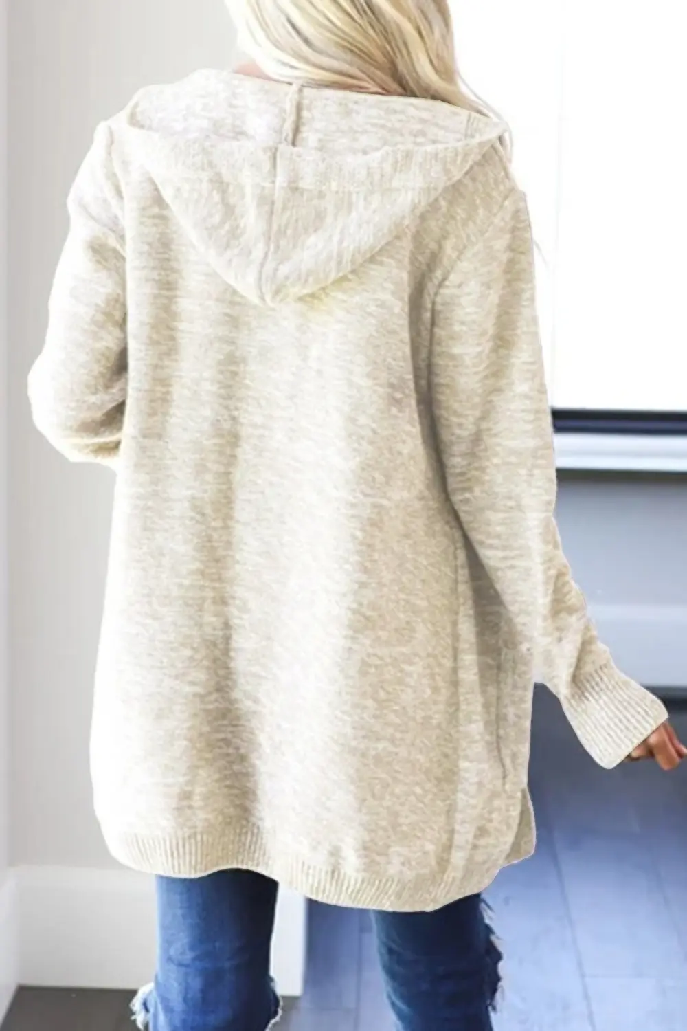 Heathered Open Front Cardigan with Pockets, image 2