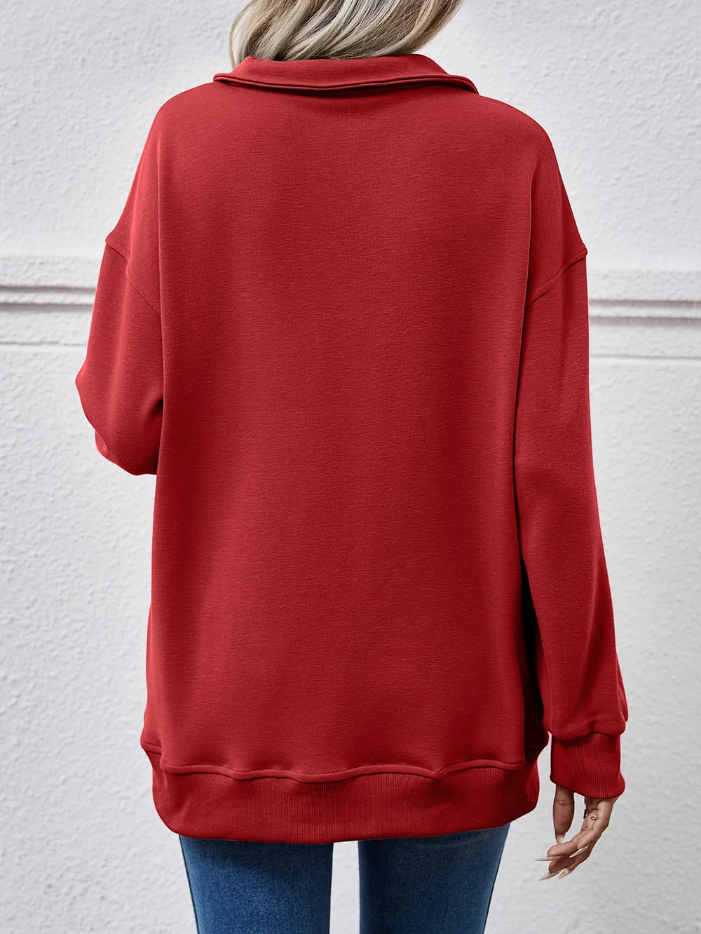 Collared Neck Dropped Shoulder Sweatshirt, image 27