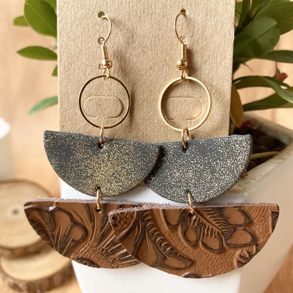 PU Semicircle Drop Earrings, image 7
