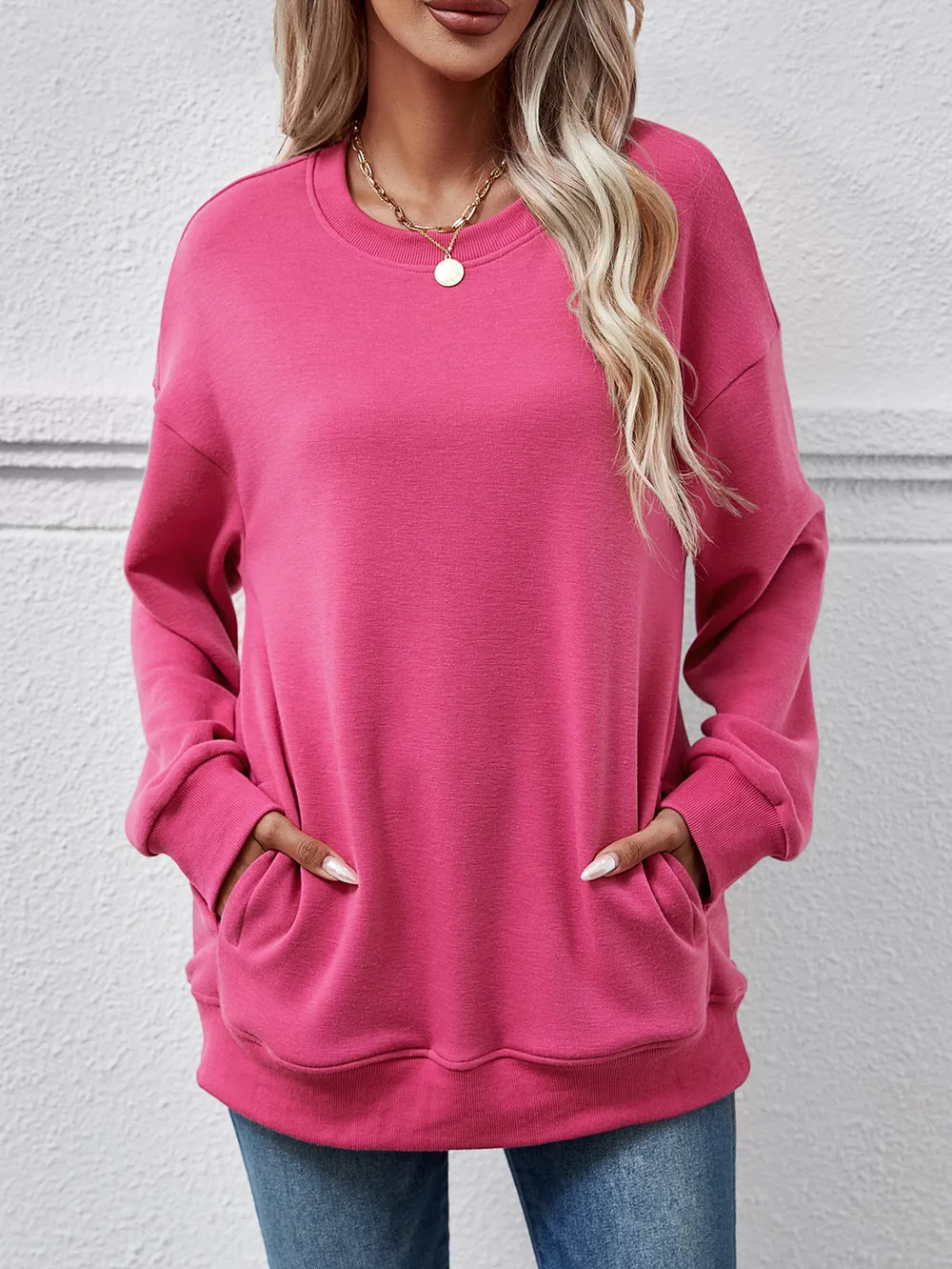 Dropped Shoulder Sweatshirt with Pockets, image 19