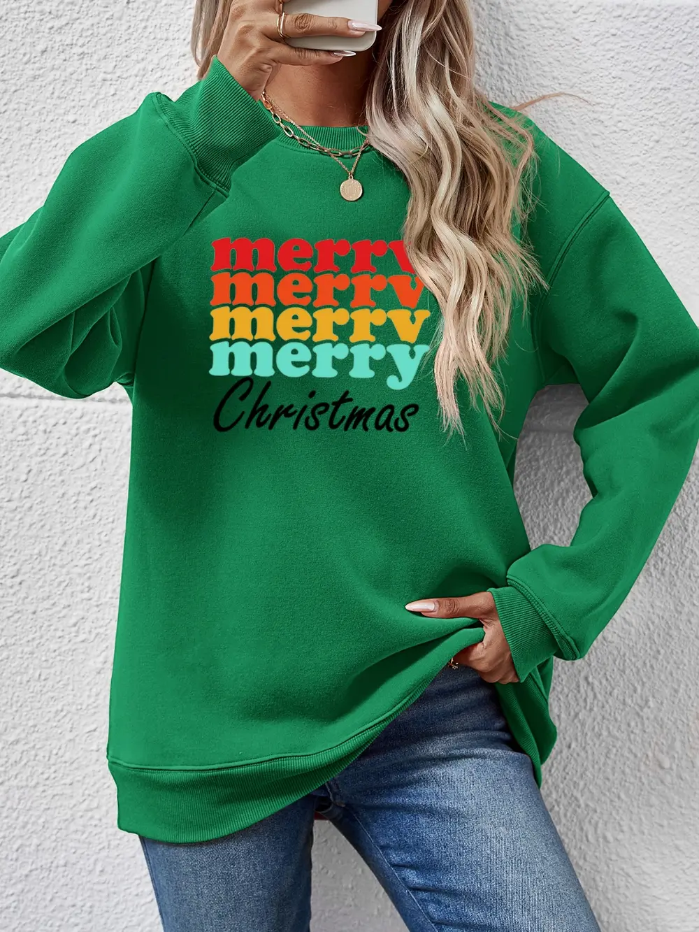 MERRY CHRISTMAS Graphic Long Sleeve Sweatshirt, image 22
