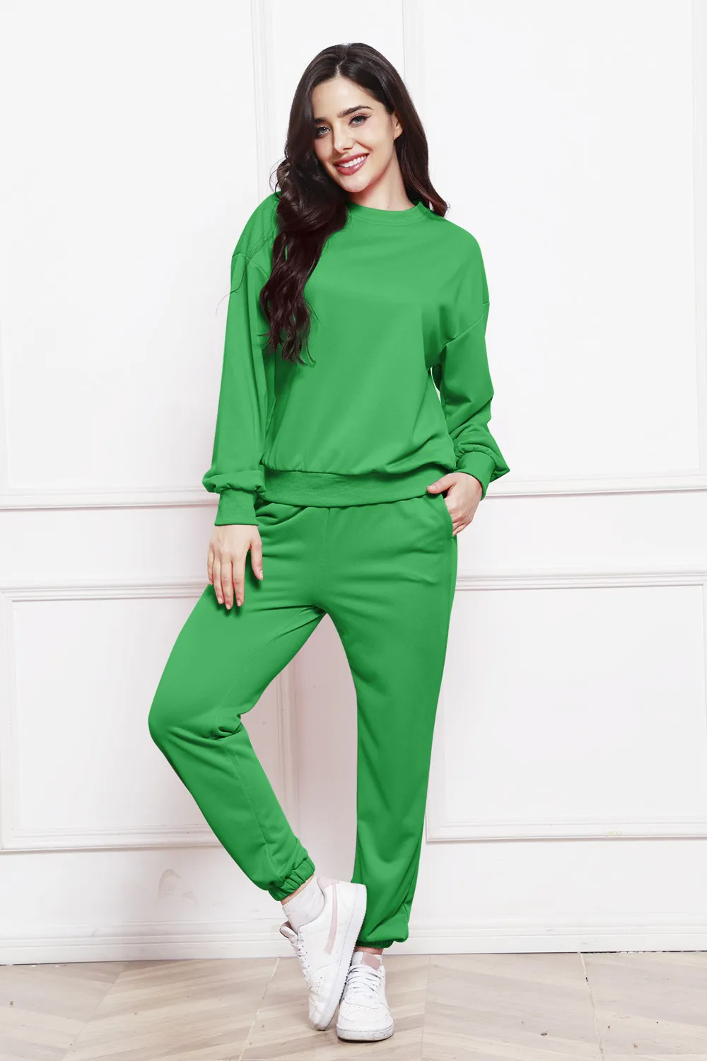 Round Neck Long Sleeve Sweatshirt and Pants Set, image 14