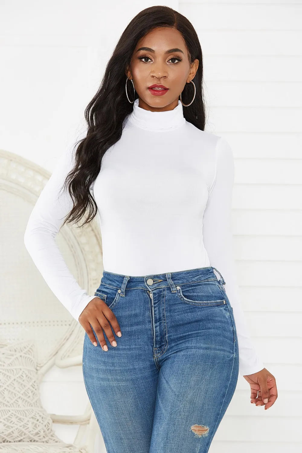 Turtleneck Long Sleeve Bodysuit, image 4