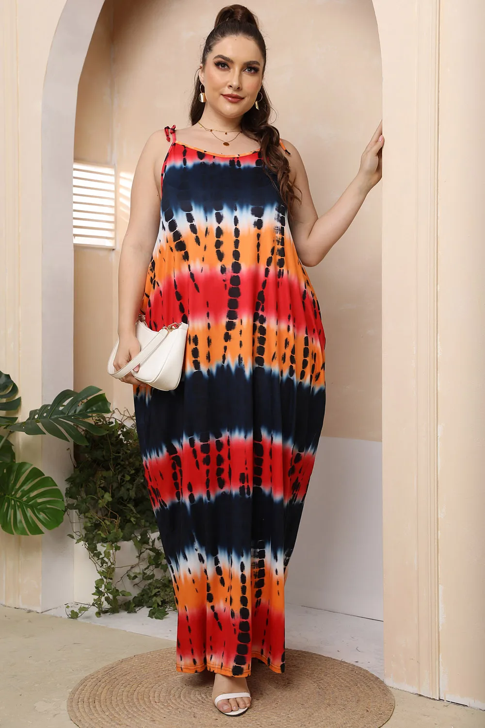 Plus Size Tie-Shoulder Maxi Dress, image 2