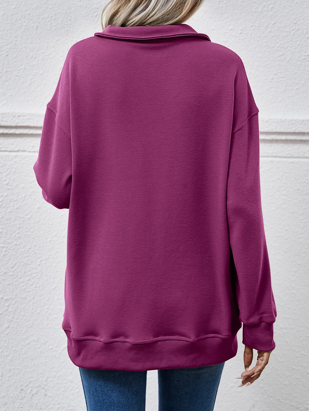 Collared Neck Dropped Shoulder Sweatshirt, image 9