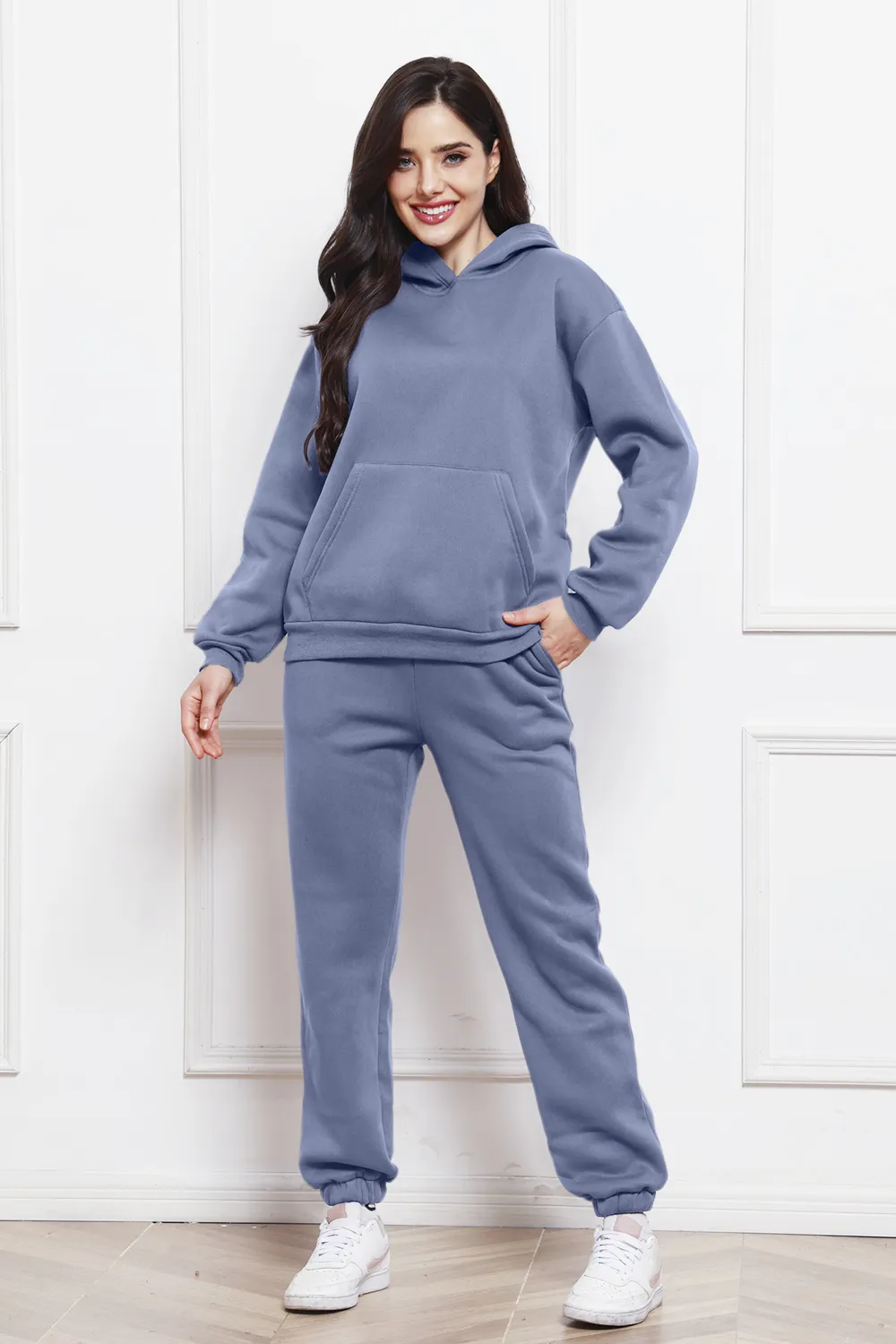 Drop Shoulder Long Sleeve Hoodie and Pants Set, image 25
