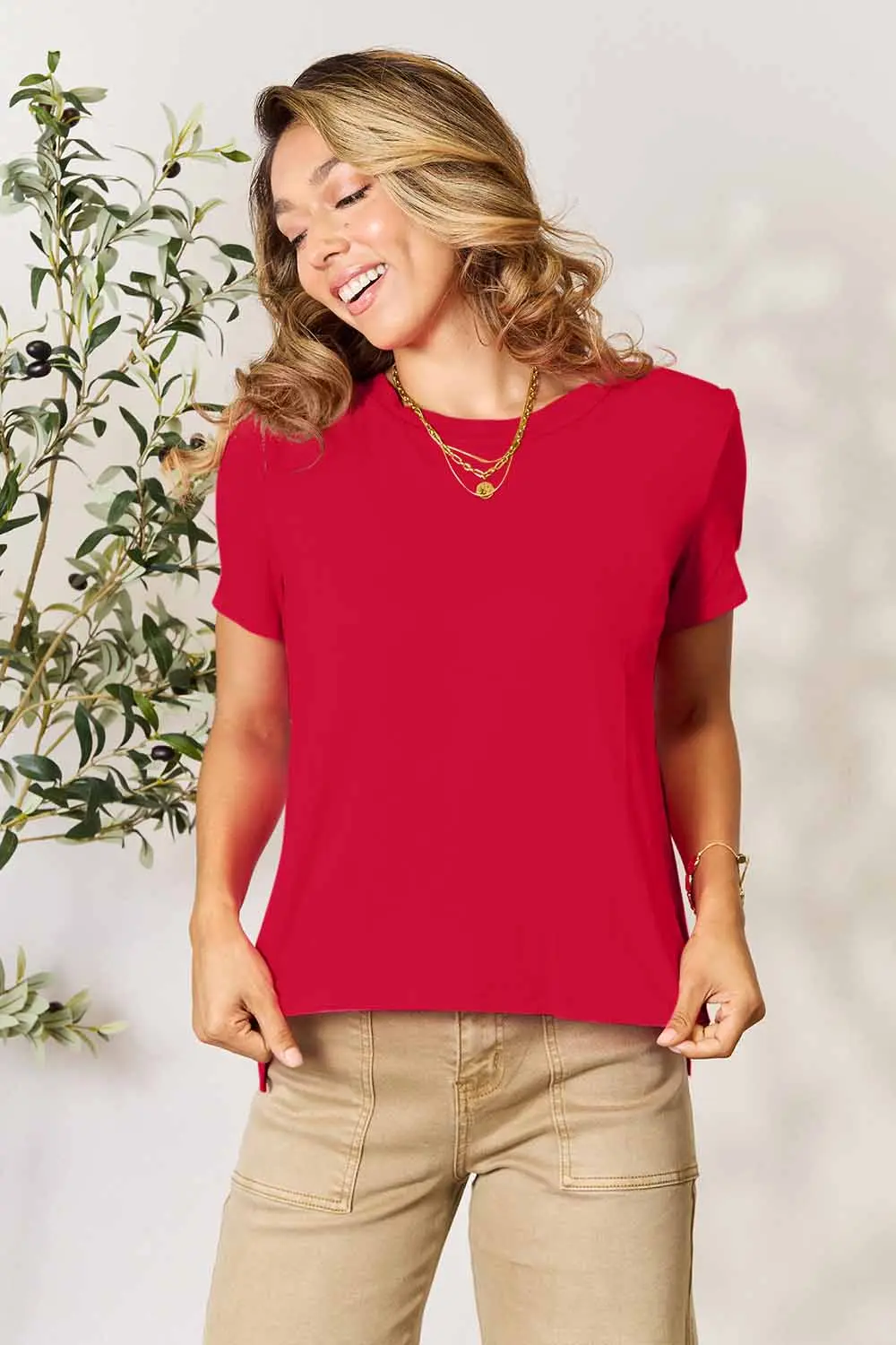 Full Size Round Neck Short Sleeve T-Shirt, image 3