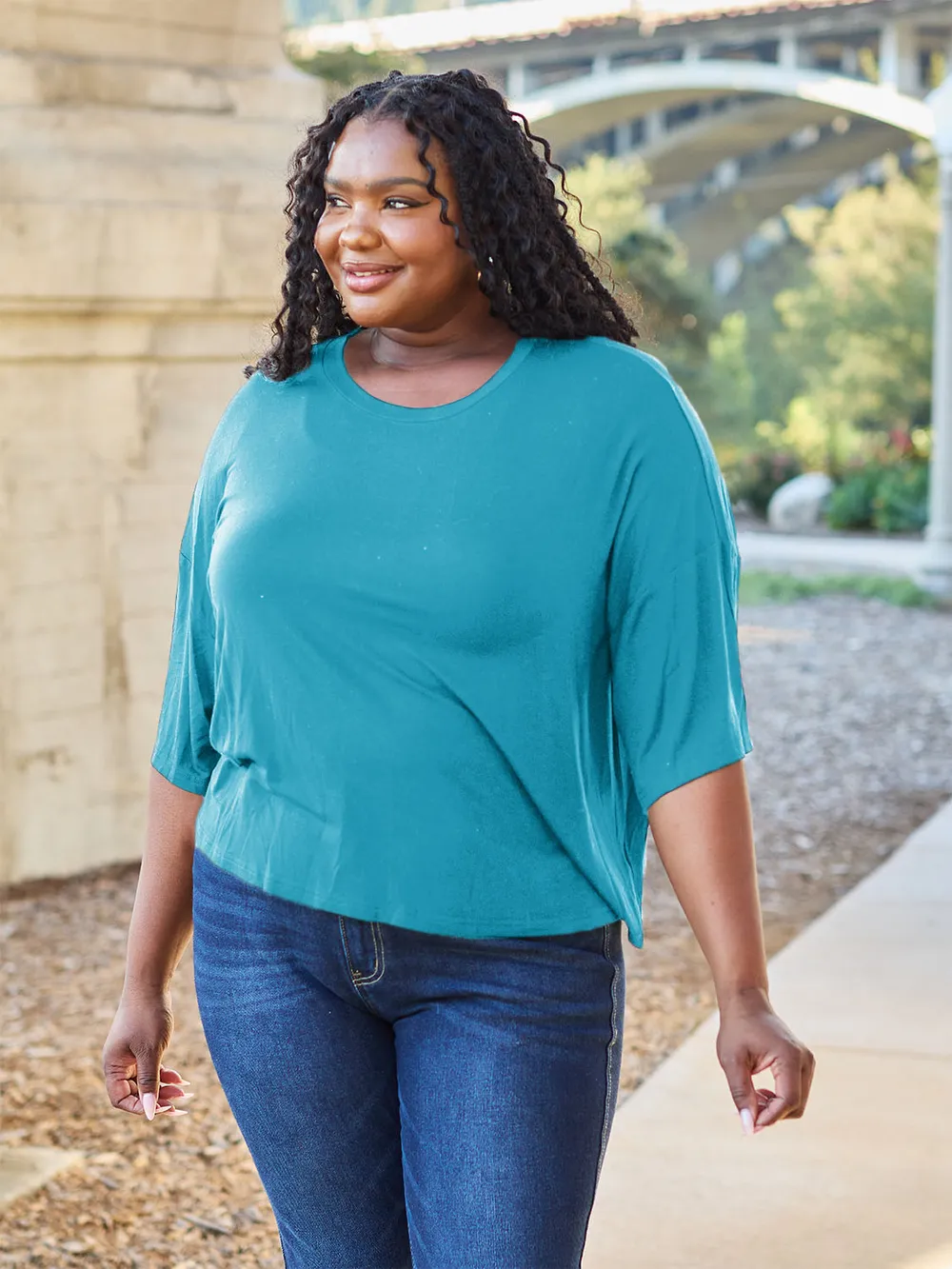 Full Size Round Neck Drop Shoulder T-Shirt, image 7