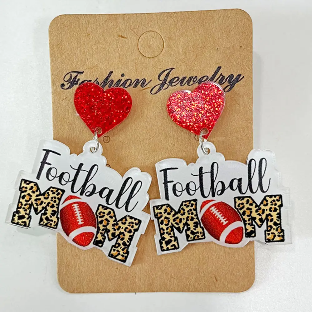 Heart Shape Sports Theme Acrylic Dangle Earrings, image 2