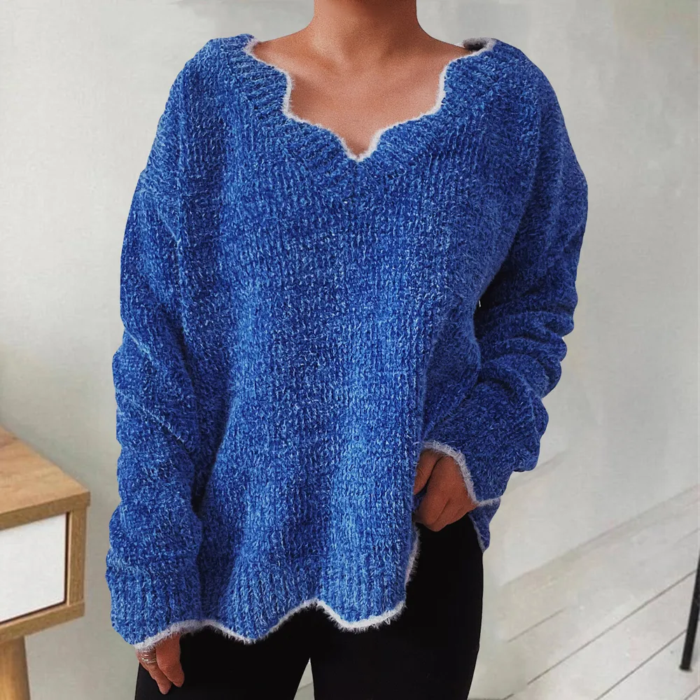 V-Neck Drop Shoulder Long Sleeve Sweater, image 10