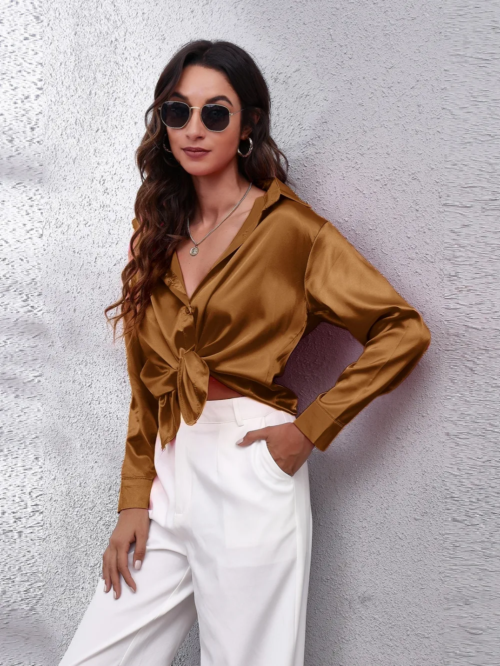 Collared Neck Buttoned Long Sleeve Shirt, image 2