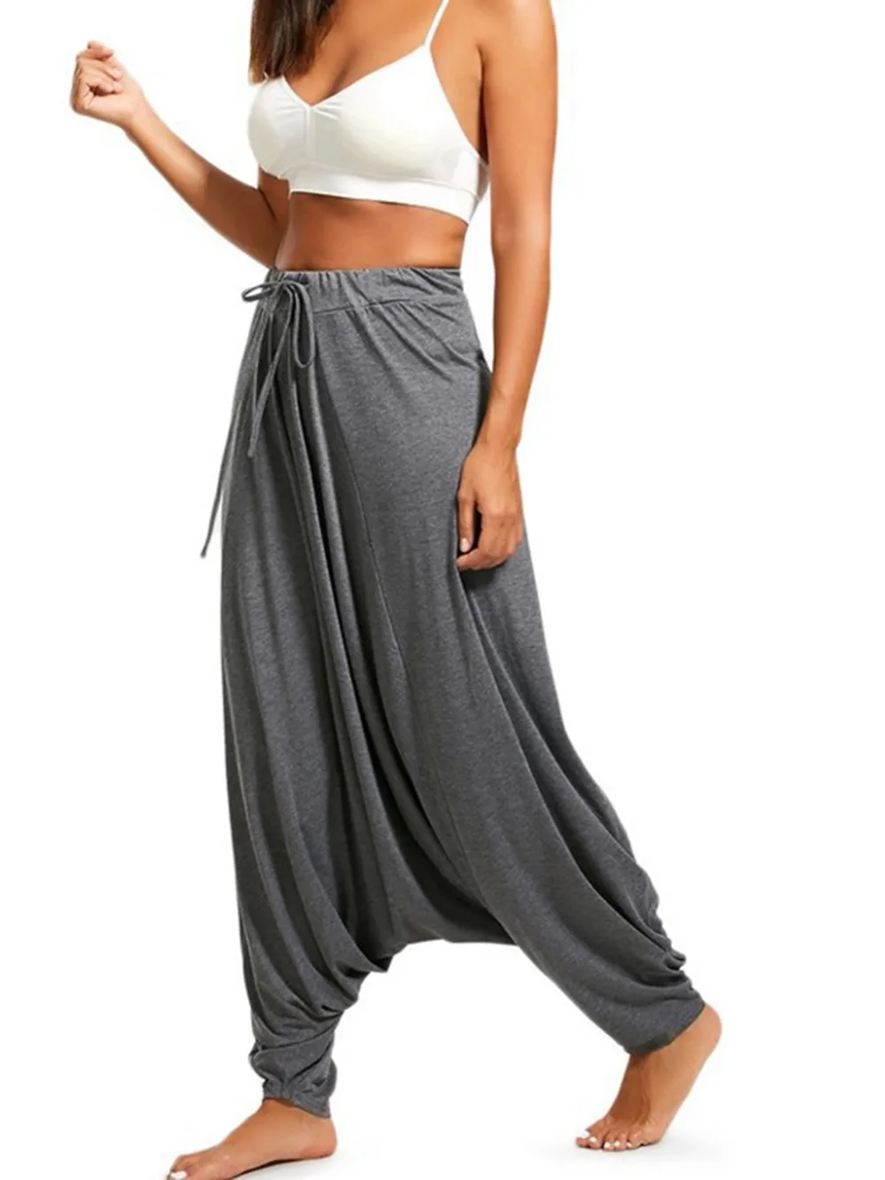 Tied Mid Waist Long Harem Pants, image 8