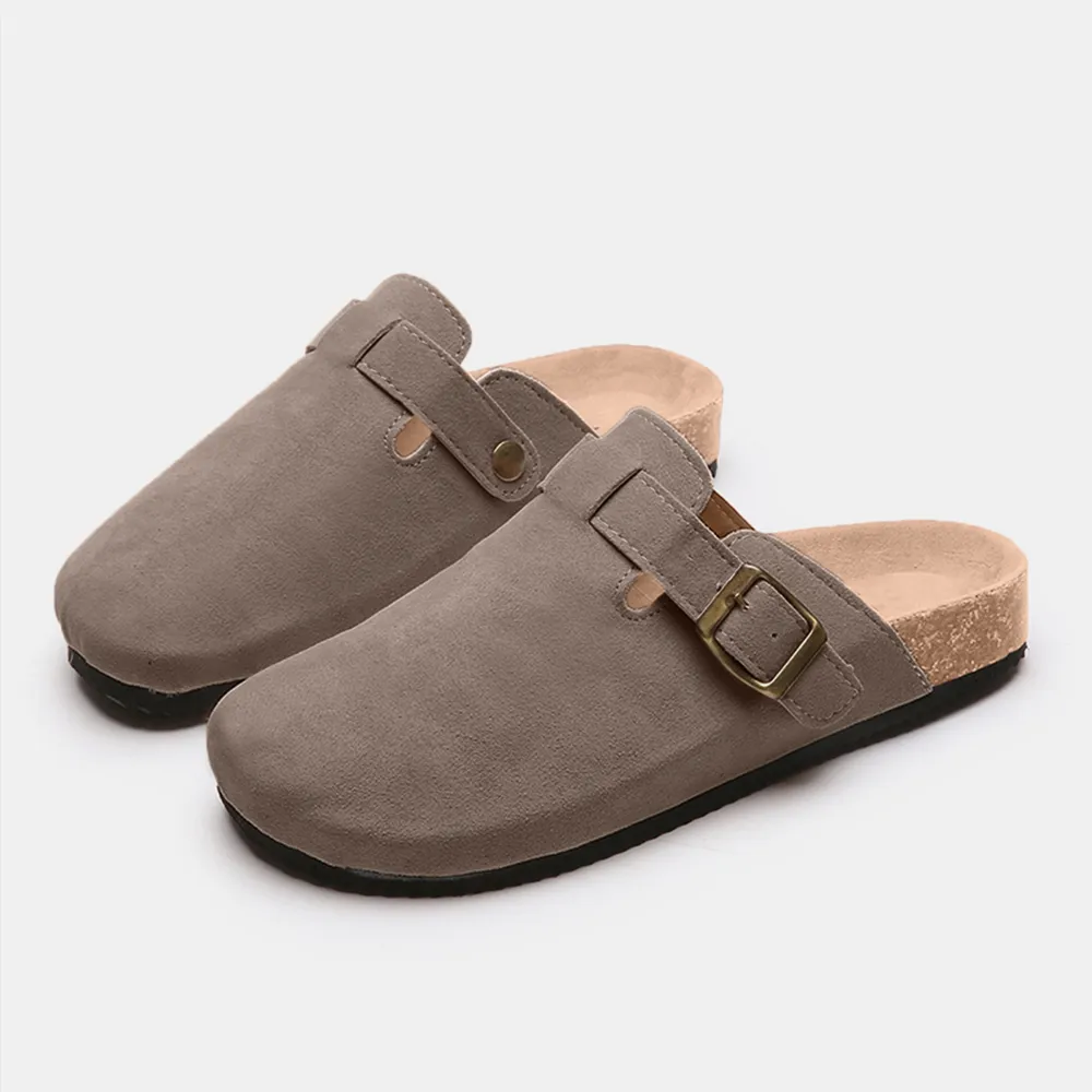 Suede Closed Toe Buckle Slide, image 9