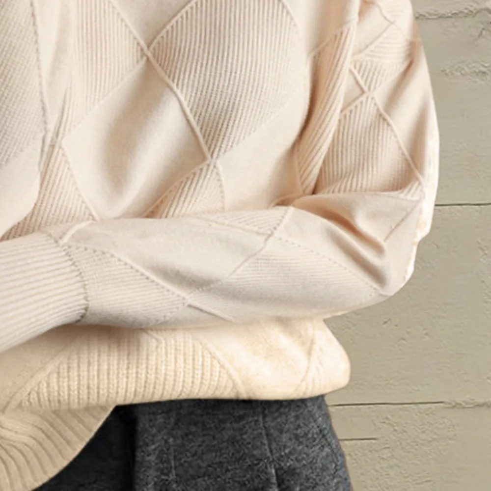 Geometric Turtleneck Long Sleeve Sweater, image 9