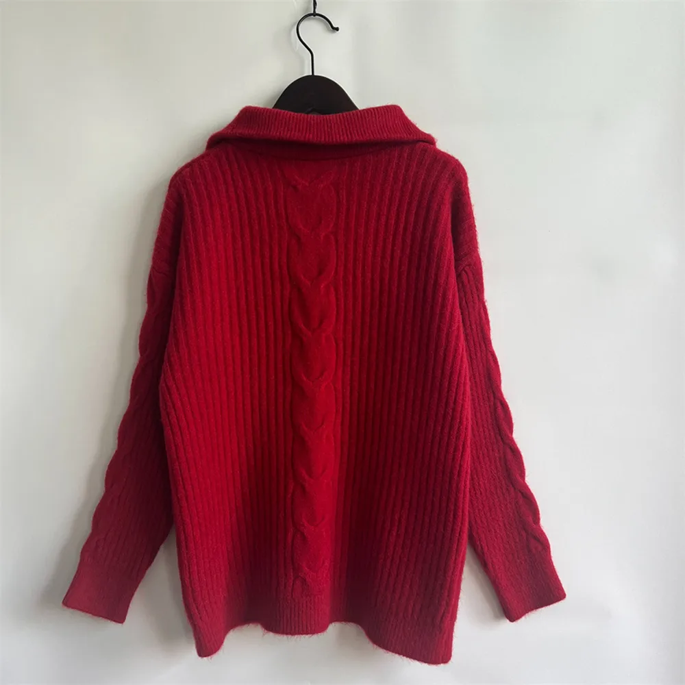 Ribbed Half Zip Long Sleeve Sweater, image 6
