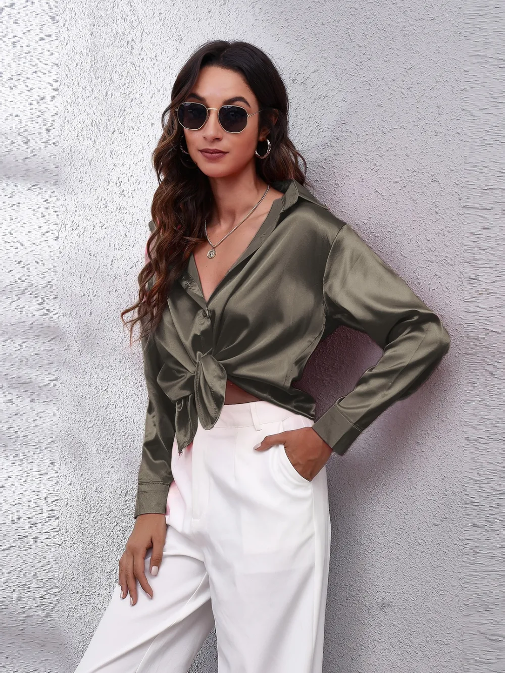 Collared Neck Buttoned Long Sleeve Shirt, image 6