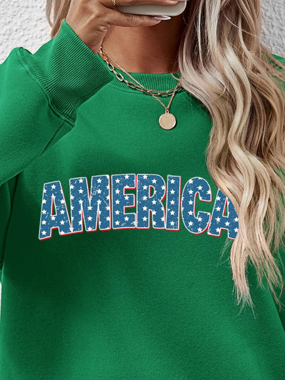 AMERICA Round Neck Dropped Shoulder Sweatshirt, image 23