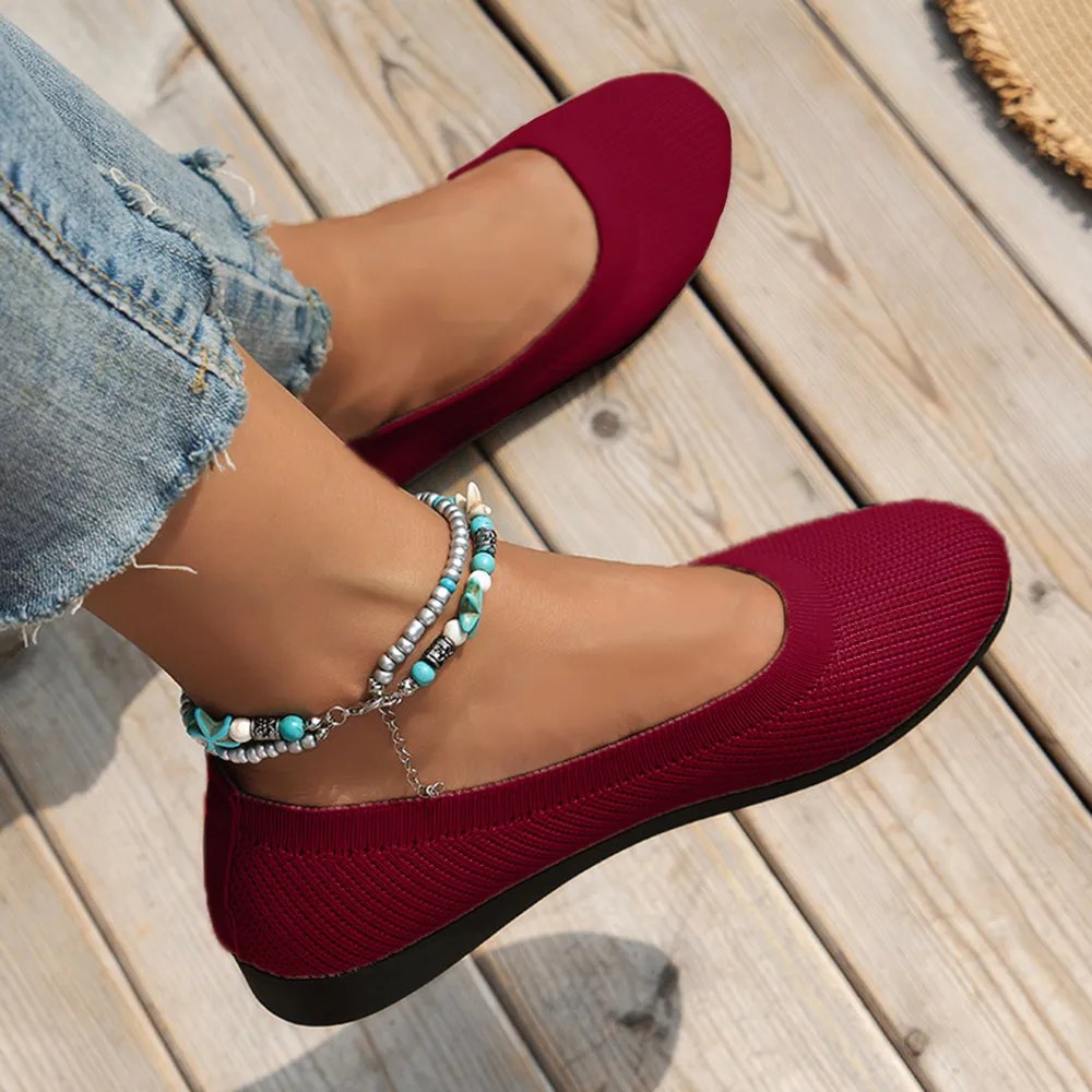 Round Toe Knit Ballet Flats, image 7
