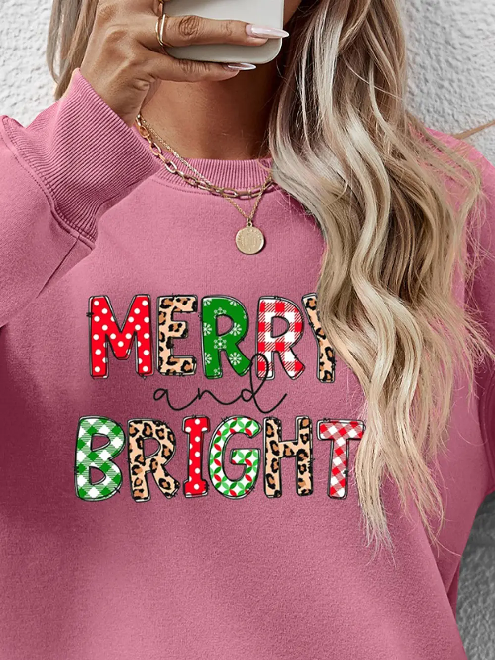 MERRY AND BRIGHT Round Neck Sweatshirt, image 9