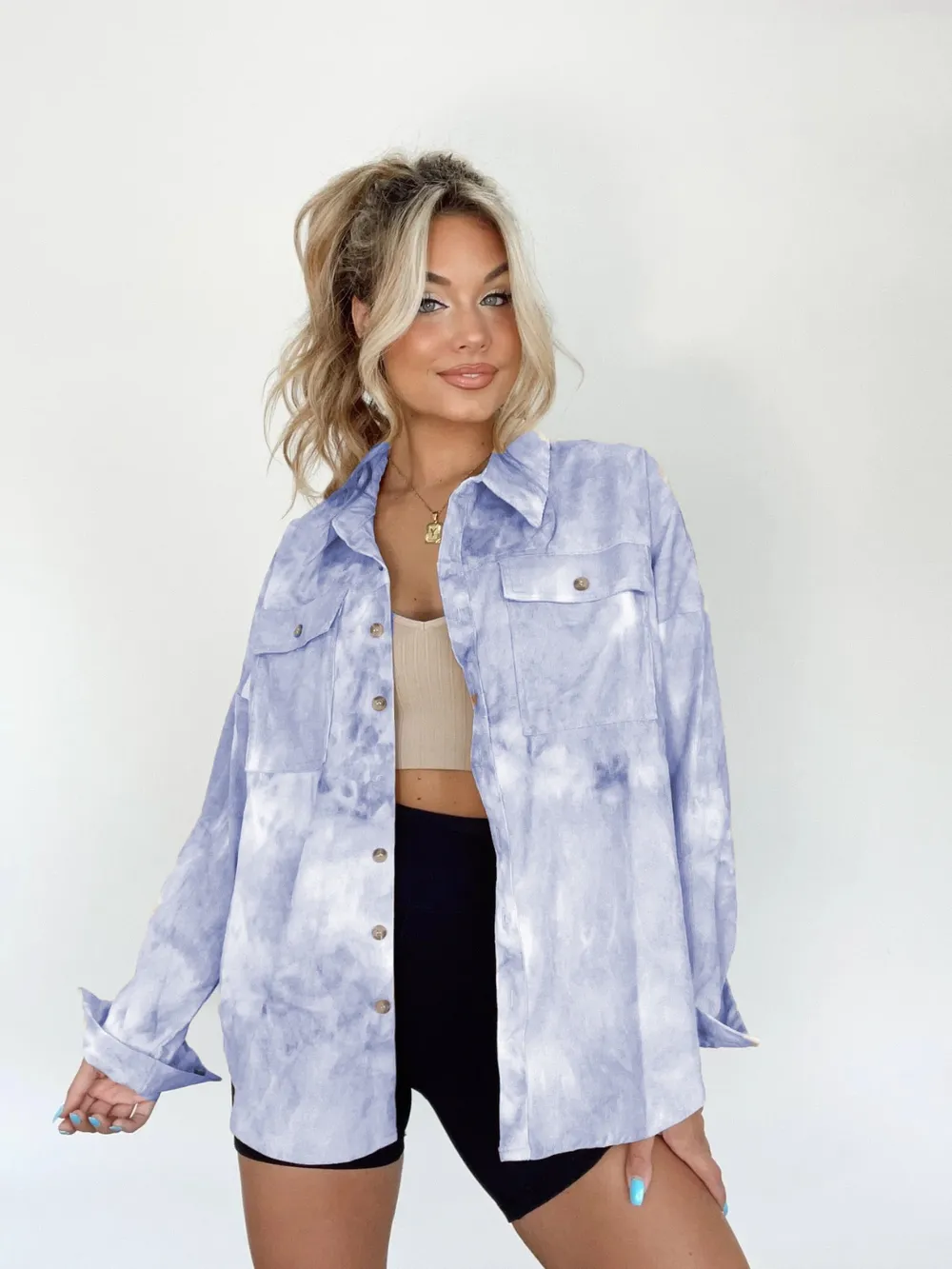 Tie-Dye Button Up Long Sleeve Shirt, image 2