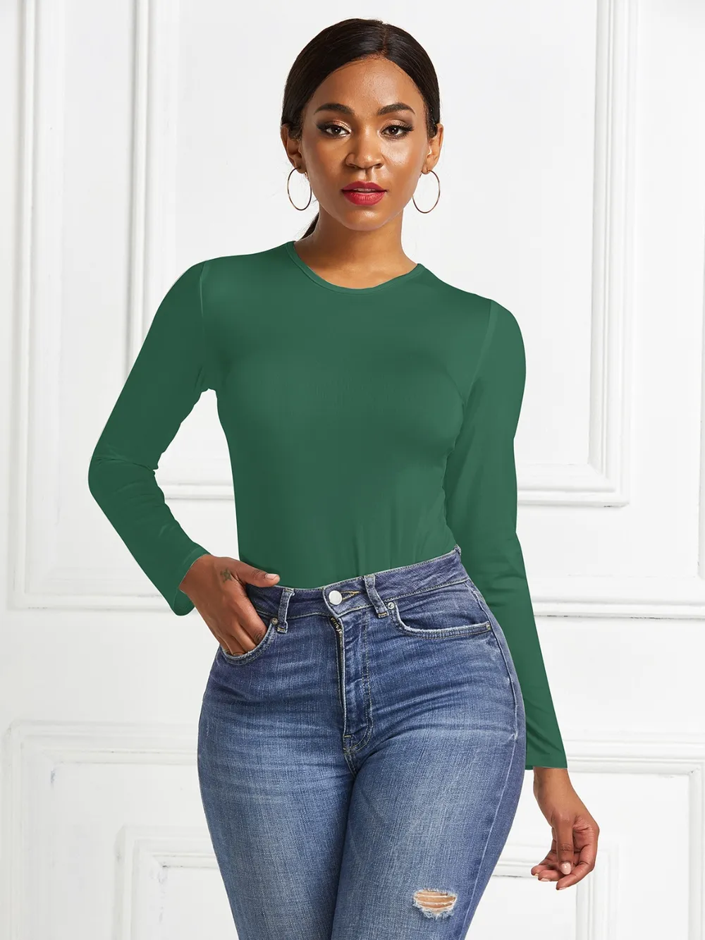 Round Neck Long Sleeve Bodysuit, image 13