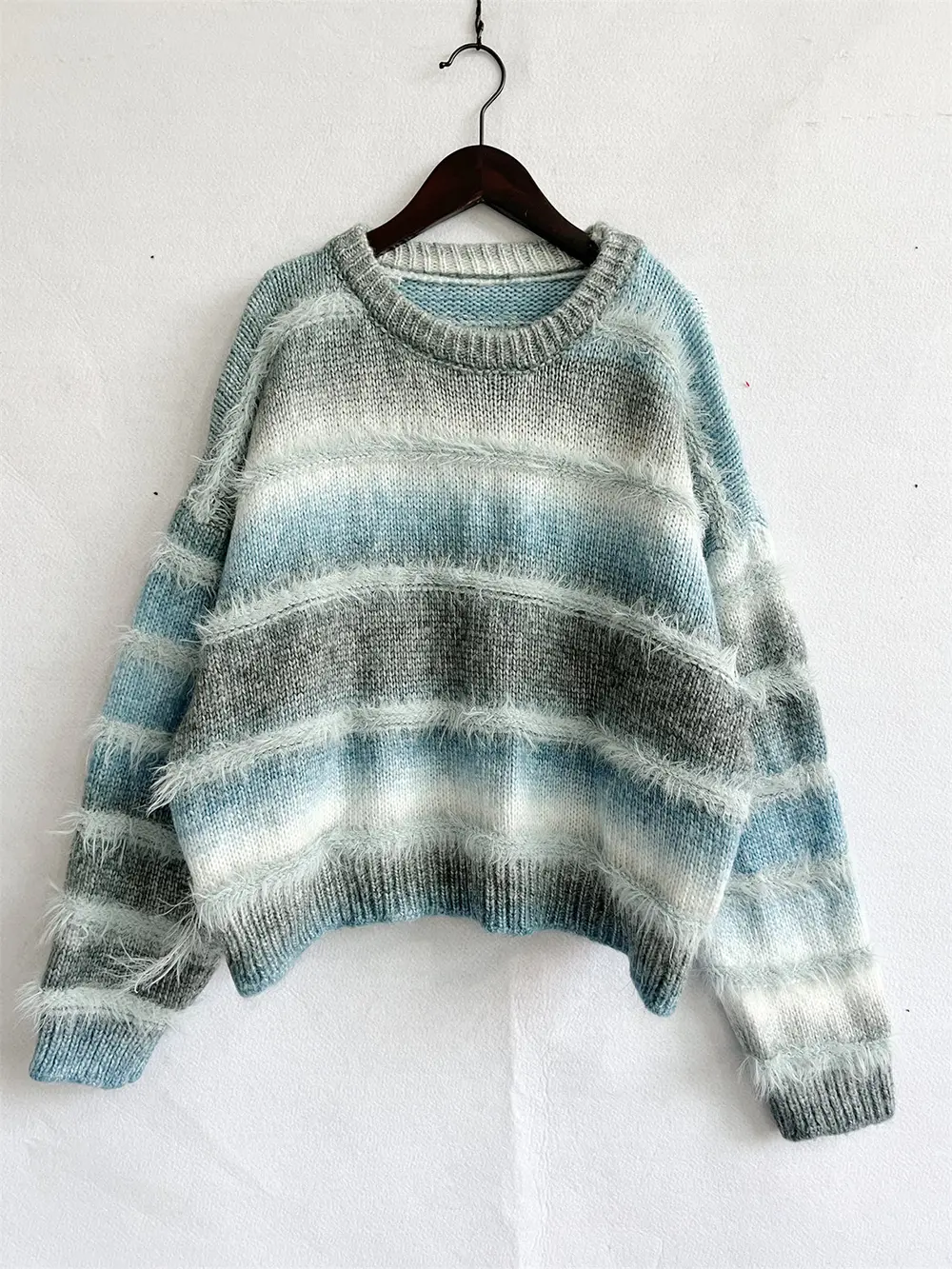 Striped Round Neck Long Sleeve Sweater, image 15