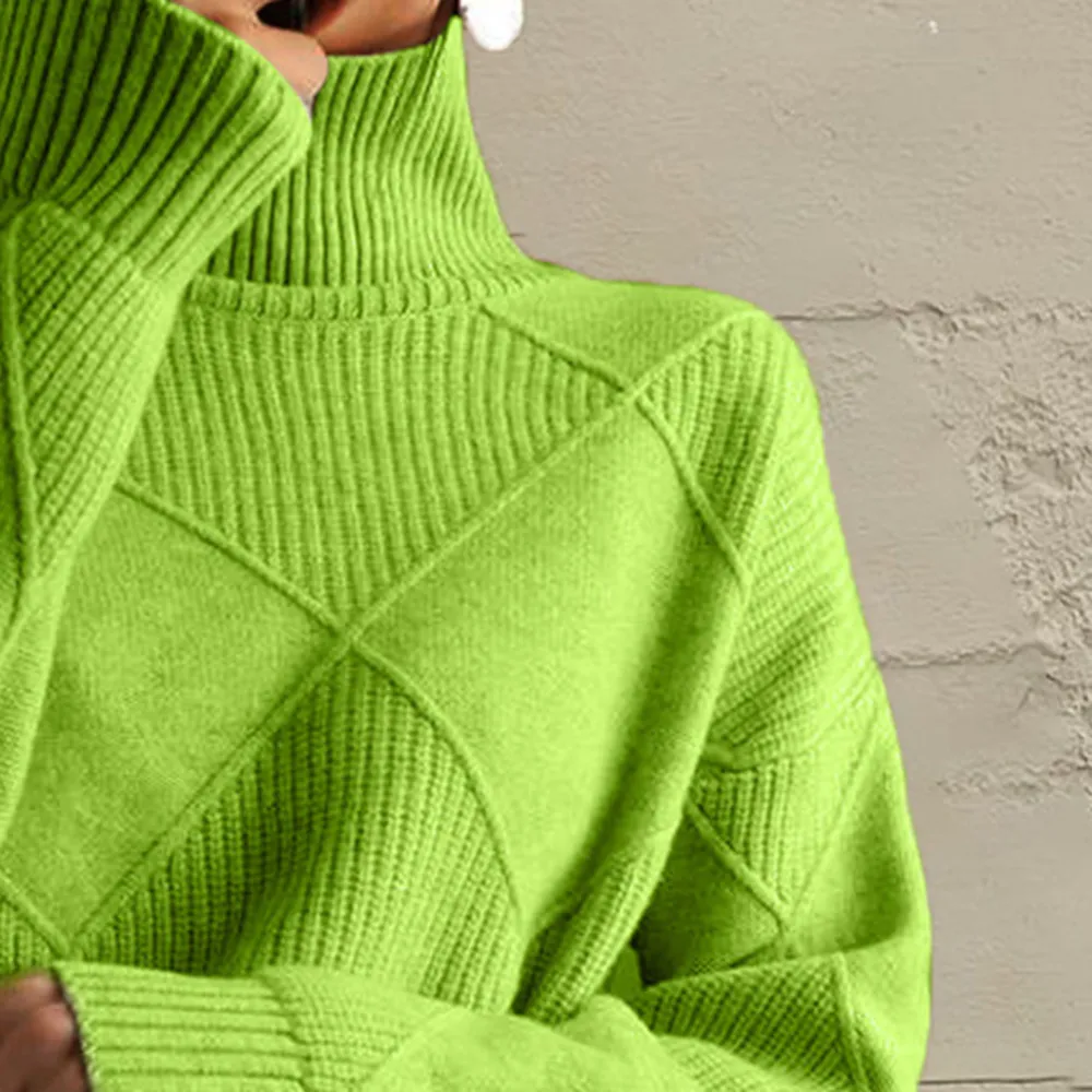 Geometric Turtleneck Long Sleeve Sweater, image 13