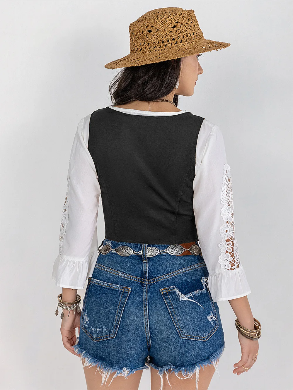 Fringe Lace-Up Vest, image 3