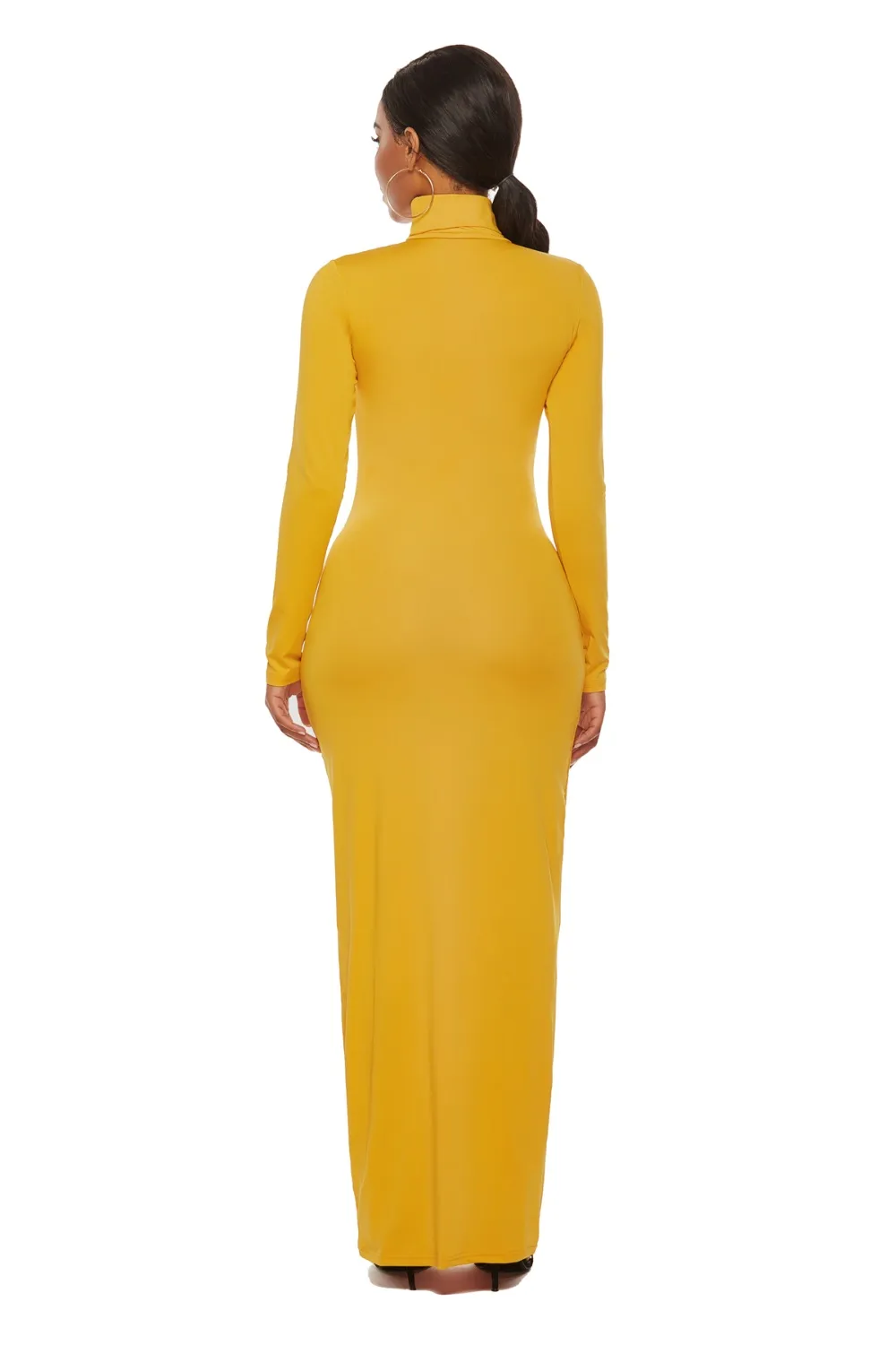Mock Neck Long Sleeve Maxi Slim Dress, image 10