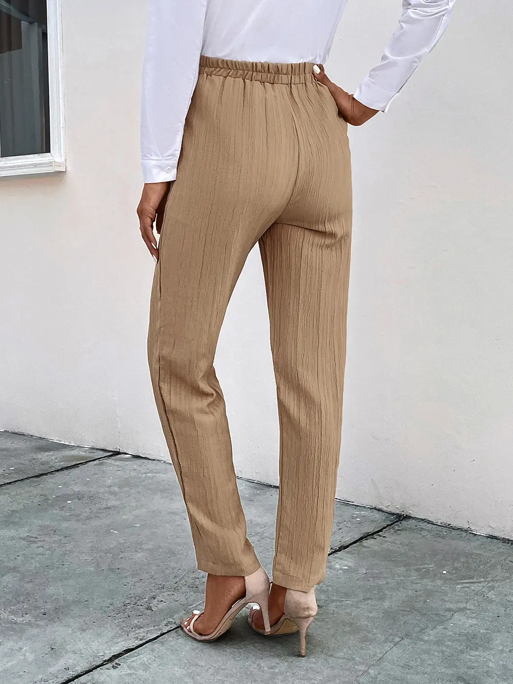 Texture Drawstring Pants with Pockets, image 3