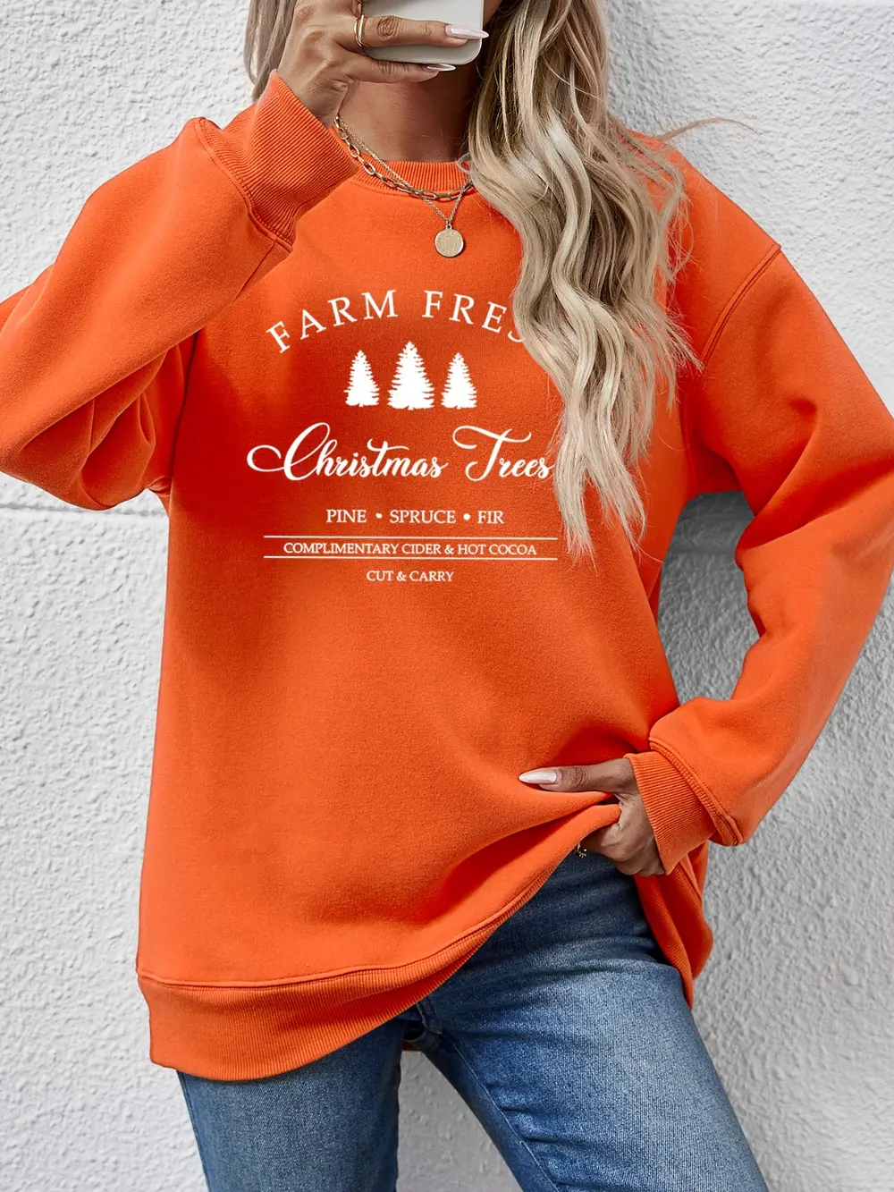 Graphic Round Neck Dropped Shoulder Sweatshirt, image 8