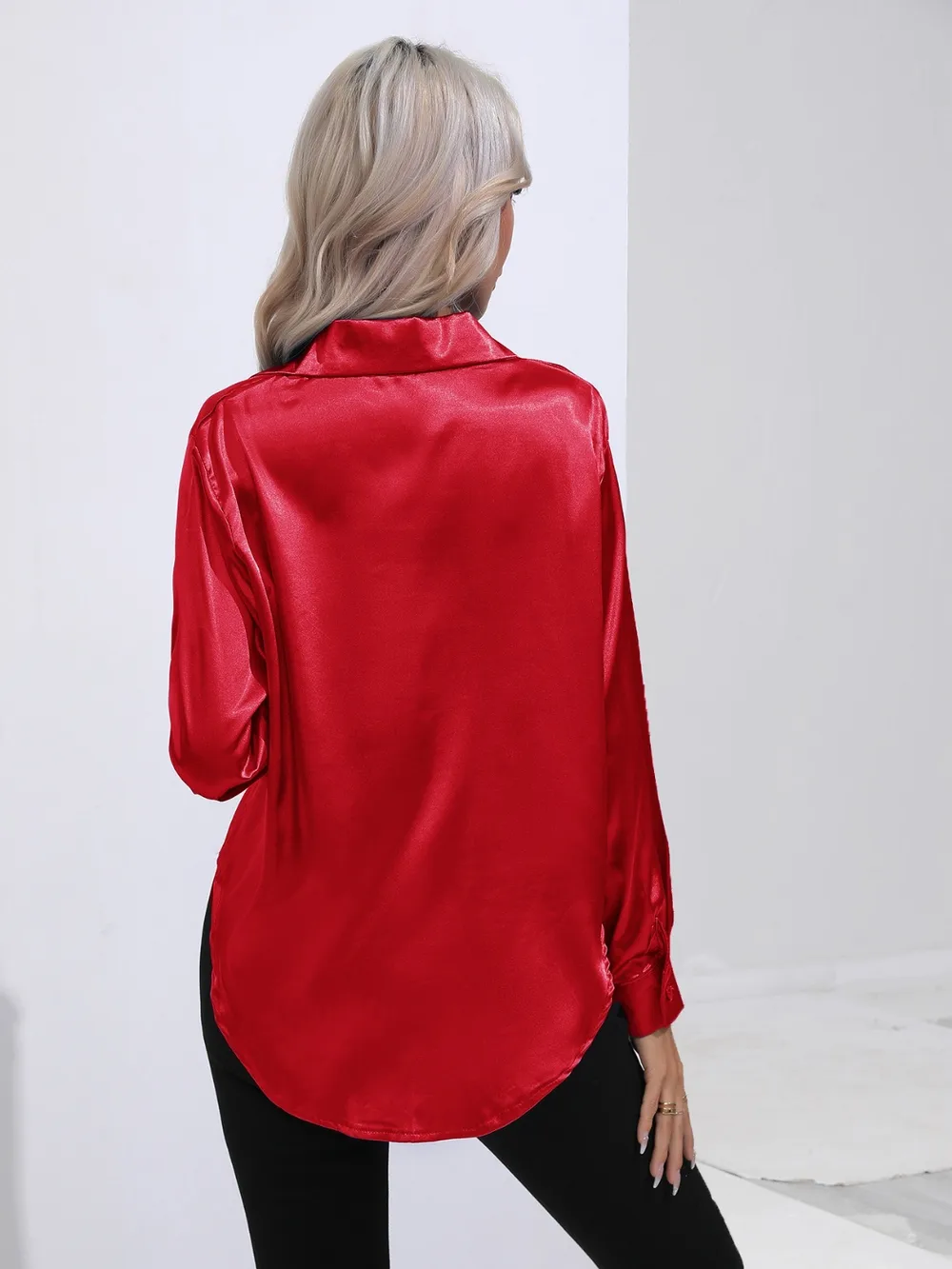 Collared Neck Buttoned Long Sleeve Shirt, image 8