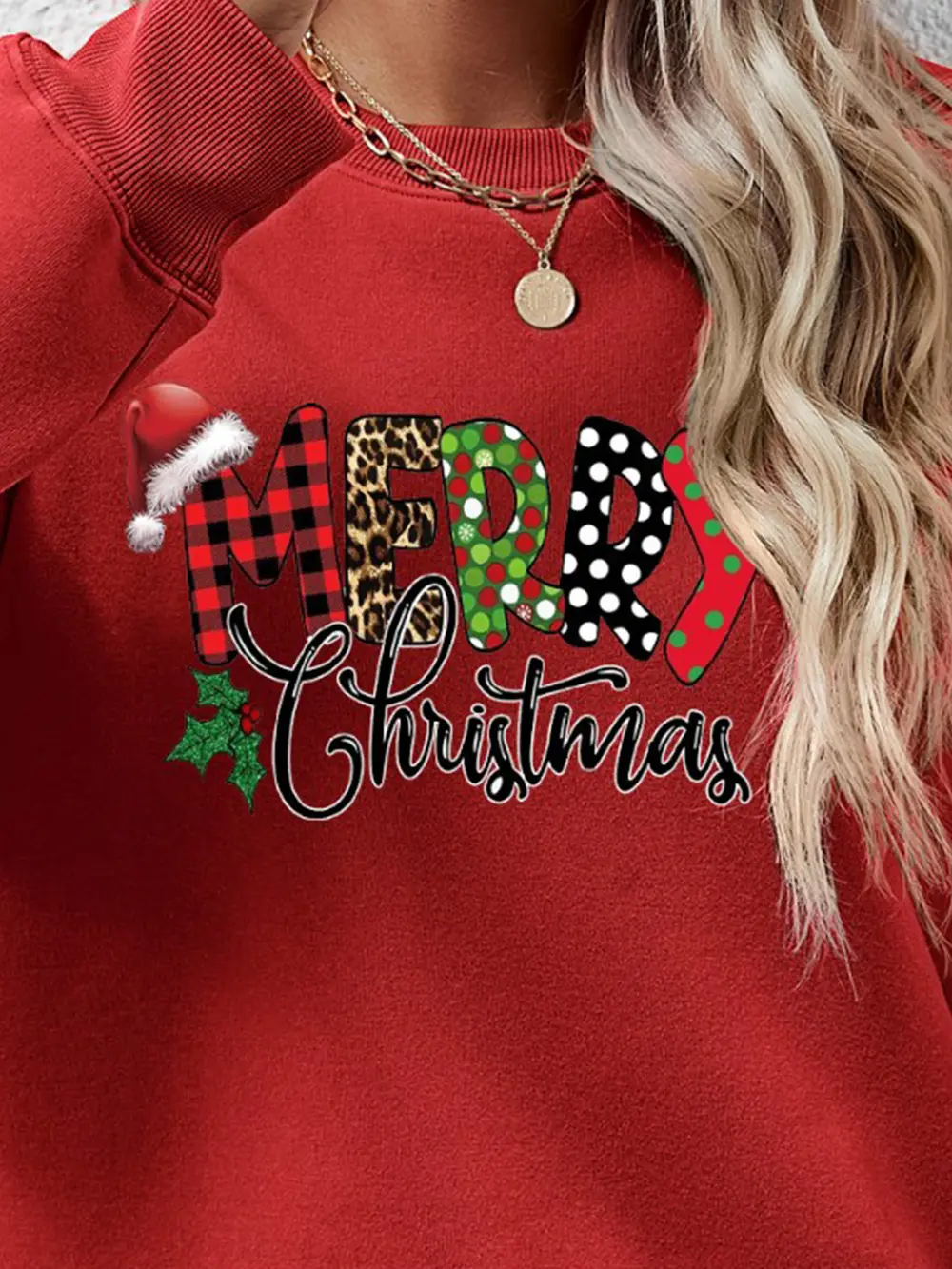 MERRY CHRISTMAS Round Neck Dropped Shoulder Sweatshirt, image 8