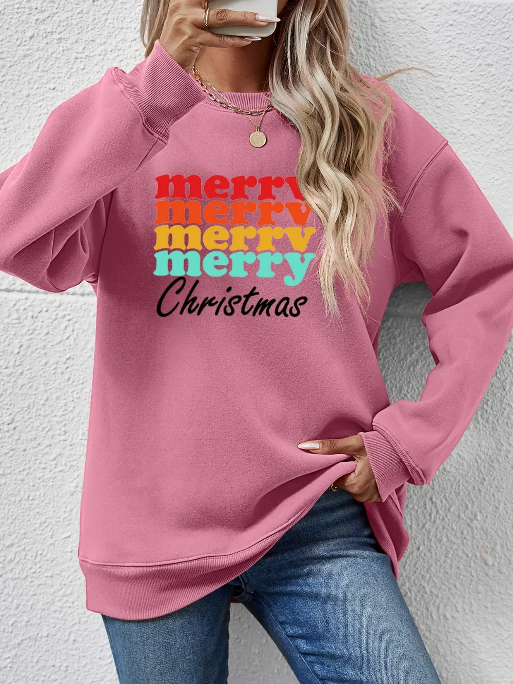 MERRY CHRISTMAS Graphic Long Sleeve Sweatshirt, image 16