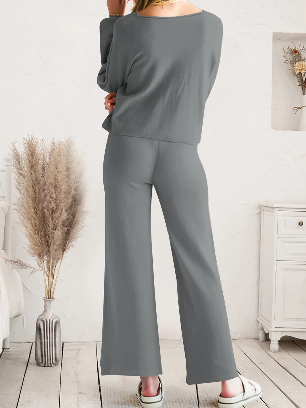 Long Sleeve Lounge Top and Drawstring Pants Set, image 9