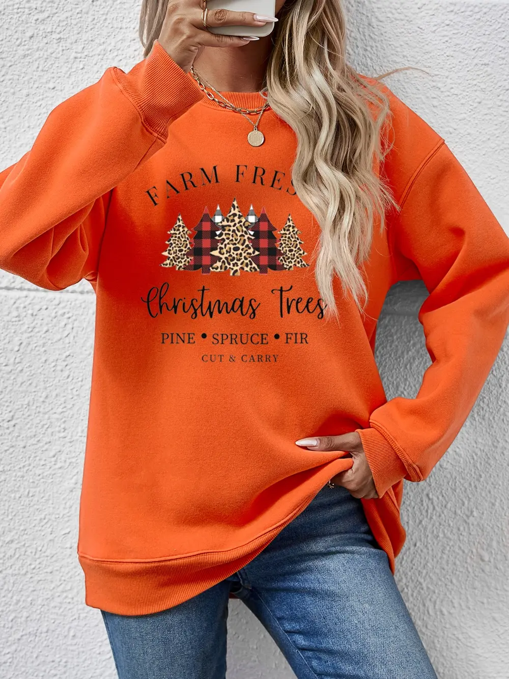 Graphic Round Neck Long Sleeve Sweatshirt, image 25