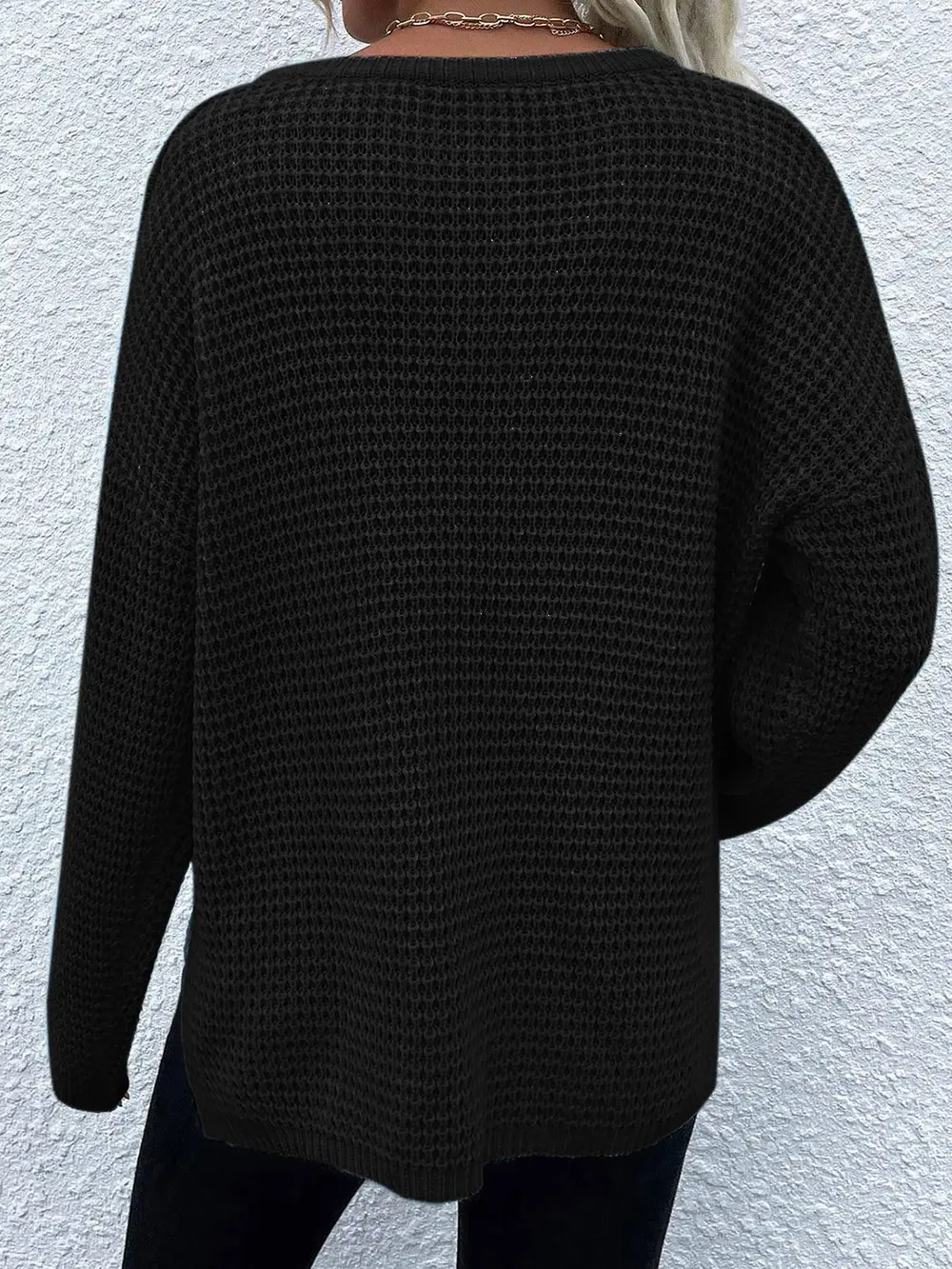 Notched Long Sleeve Sweater, image 6