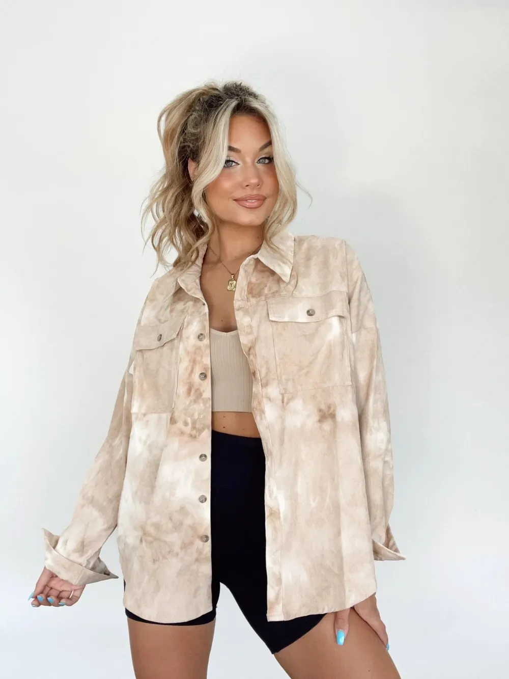 Tie-Dye Button Up Long Sleeve Shirt, image 7
