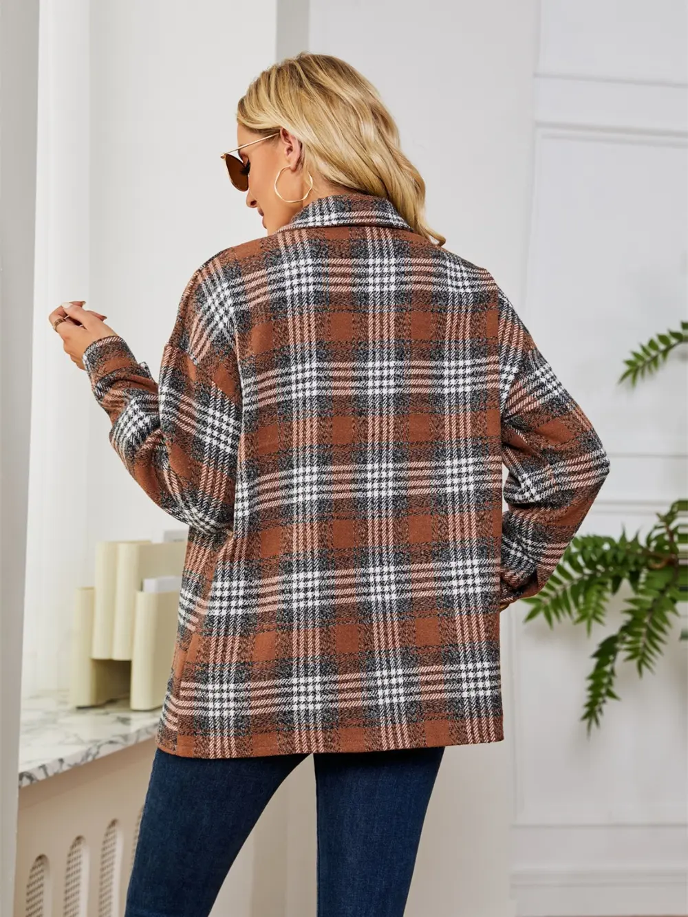 Plaid Collared Shirt Jacket, image 9