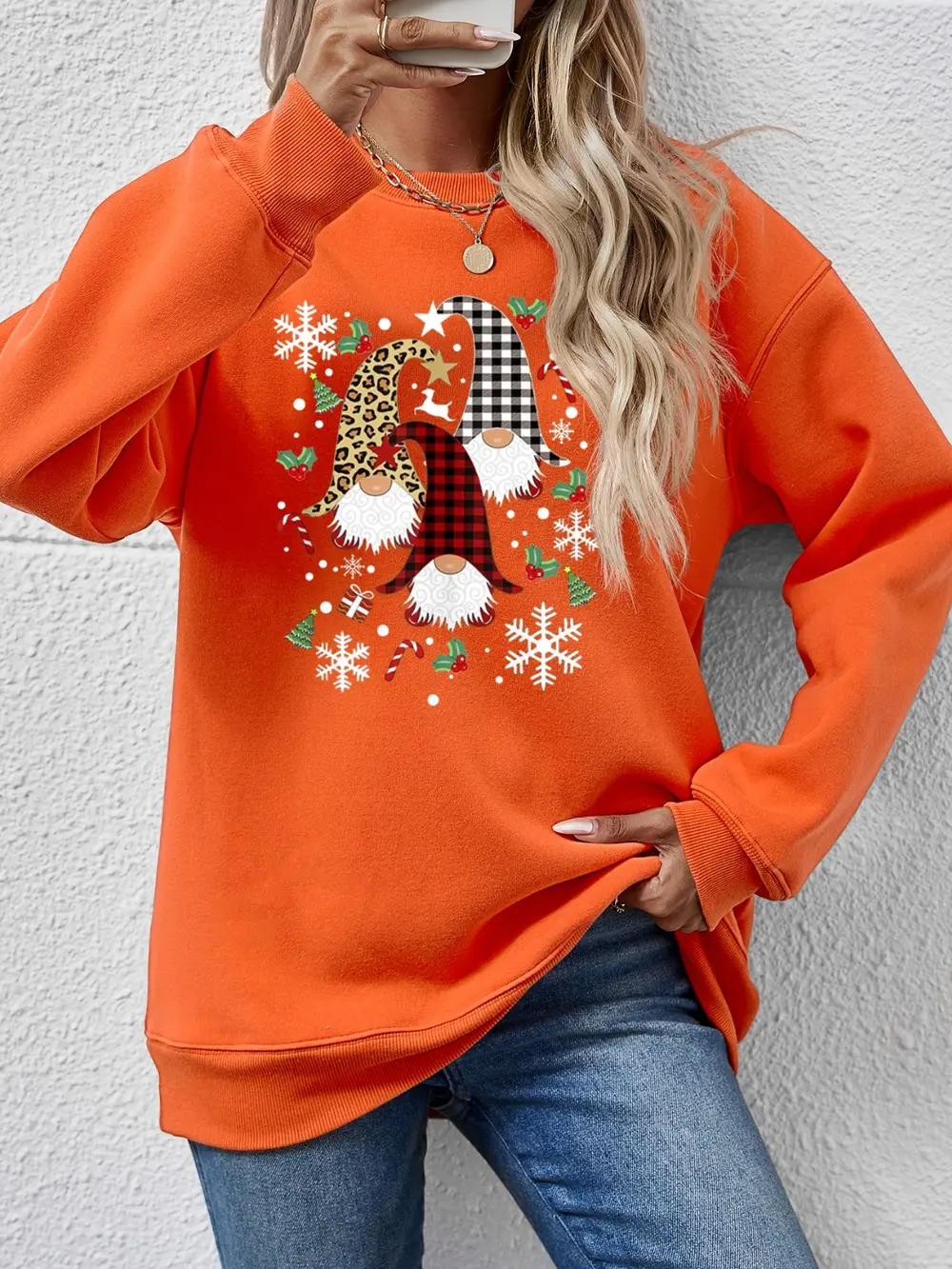 Faceless Gnomes Graphic Drop Shoulder Sweatshirt, image 4