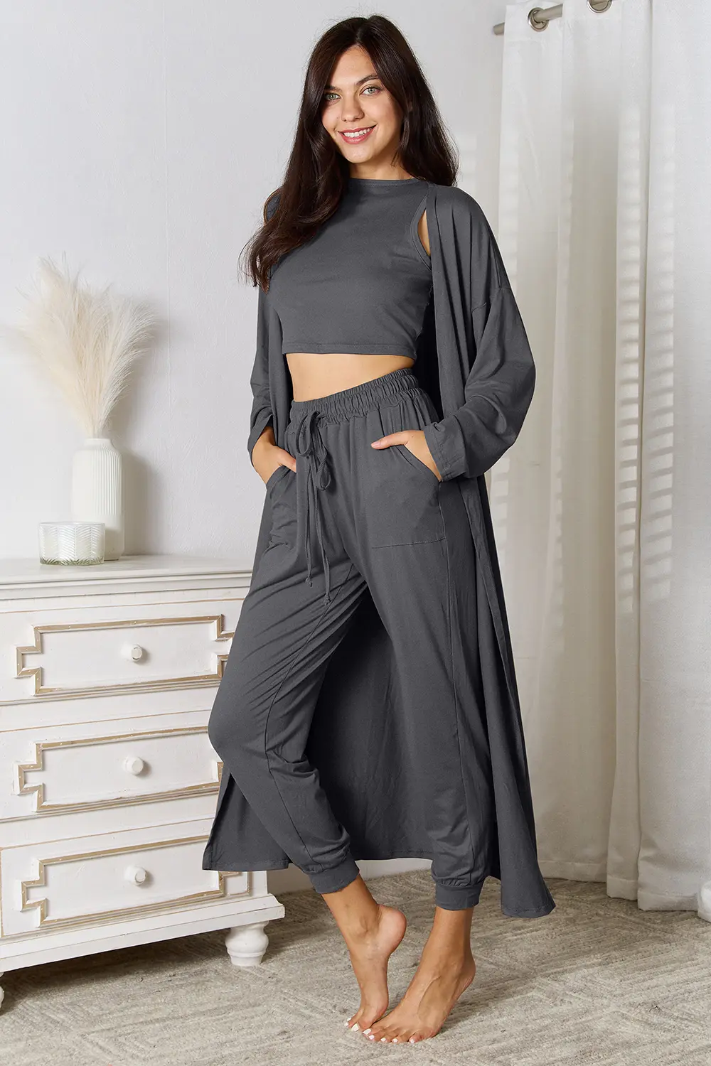 Tank, Pants, and Cardigan Set with Pockets, image 6