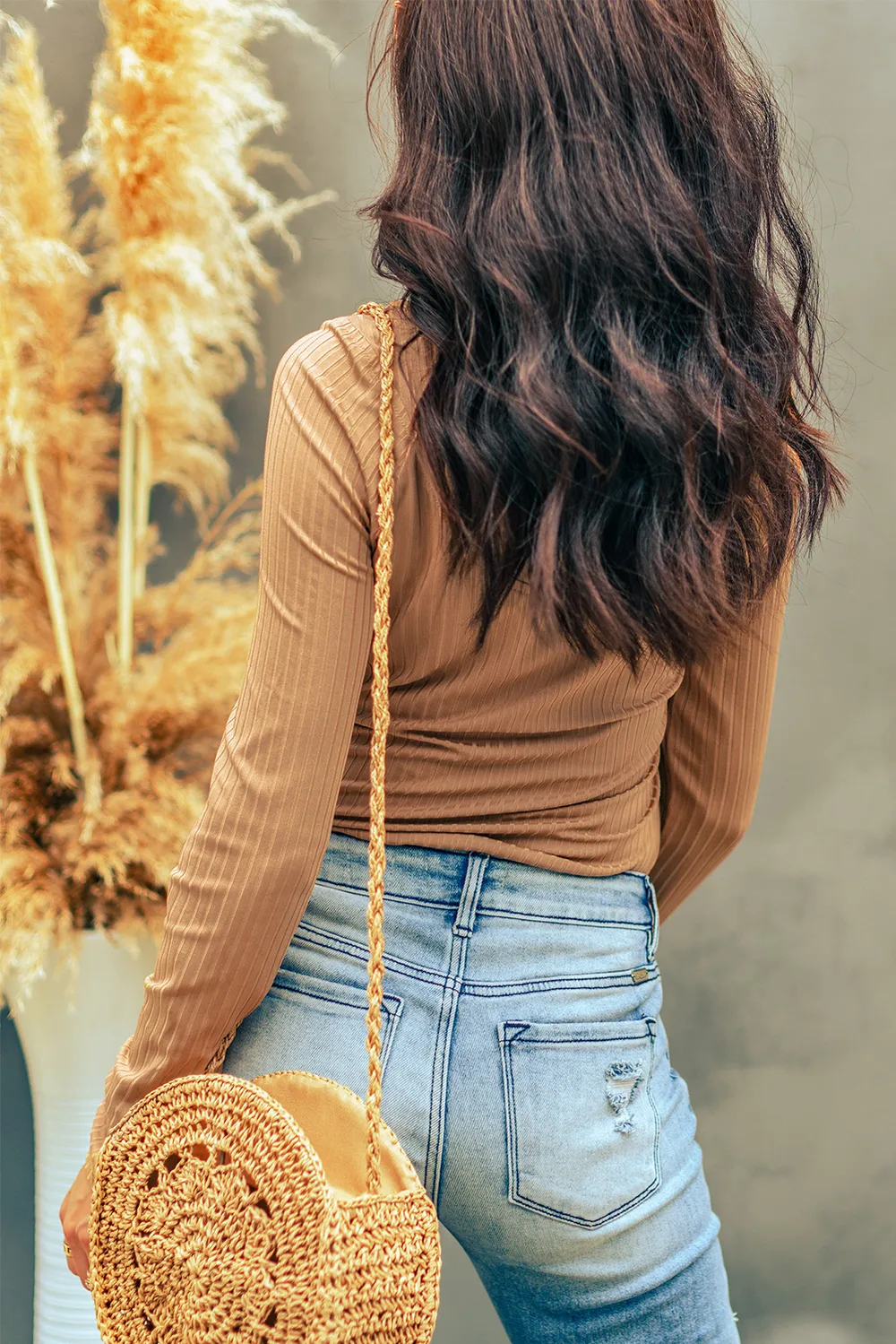 Ribbed Buttoned Long Sleeve Bodysuit, image 2