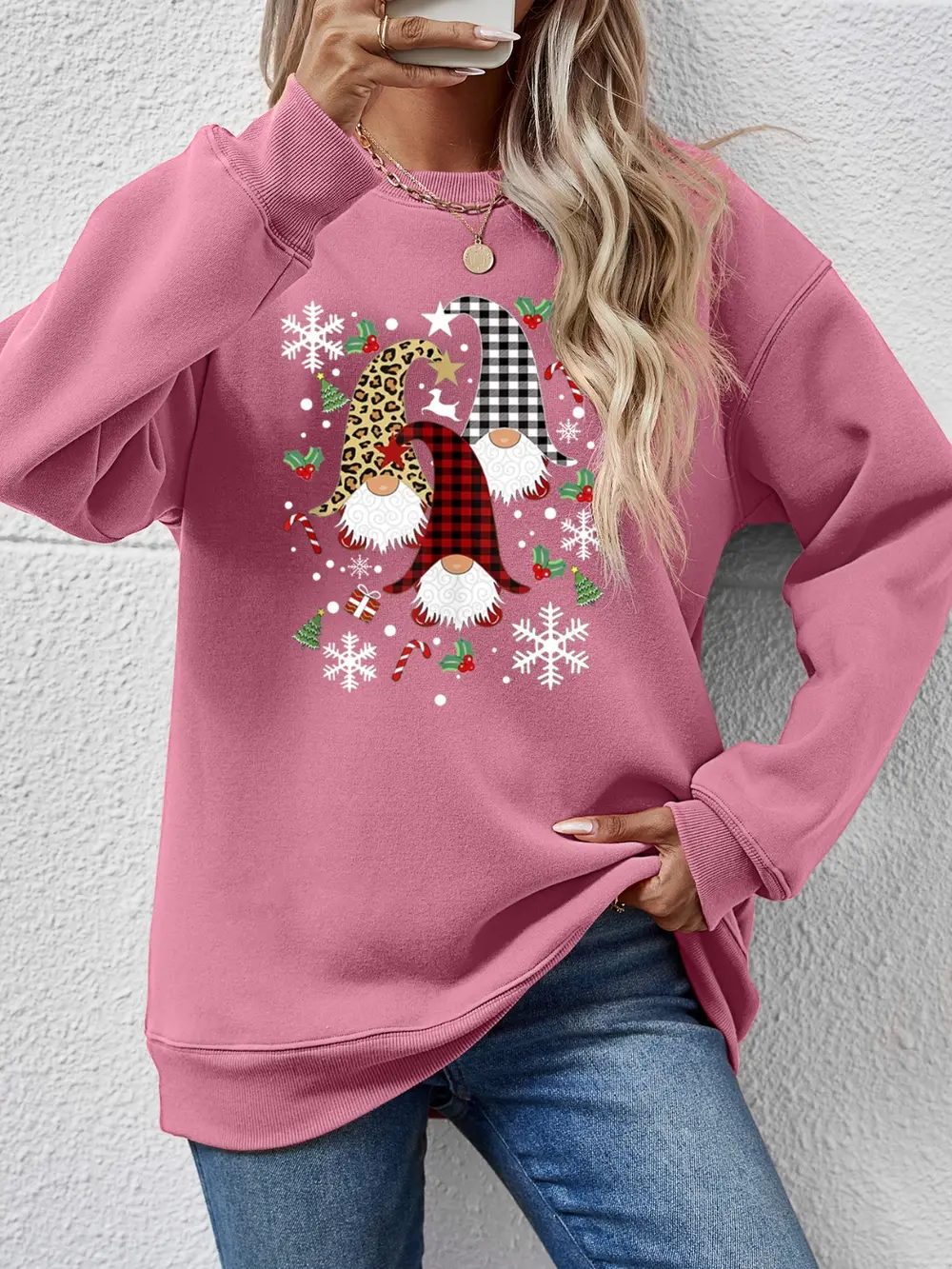 Faceless Gnomes Graphic Drop Shoulder Sweatshirt, image 13
