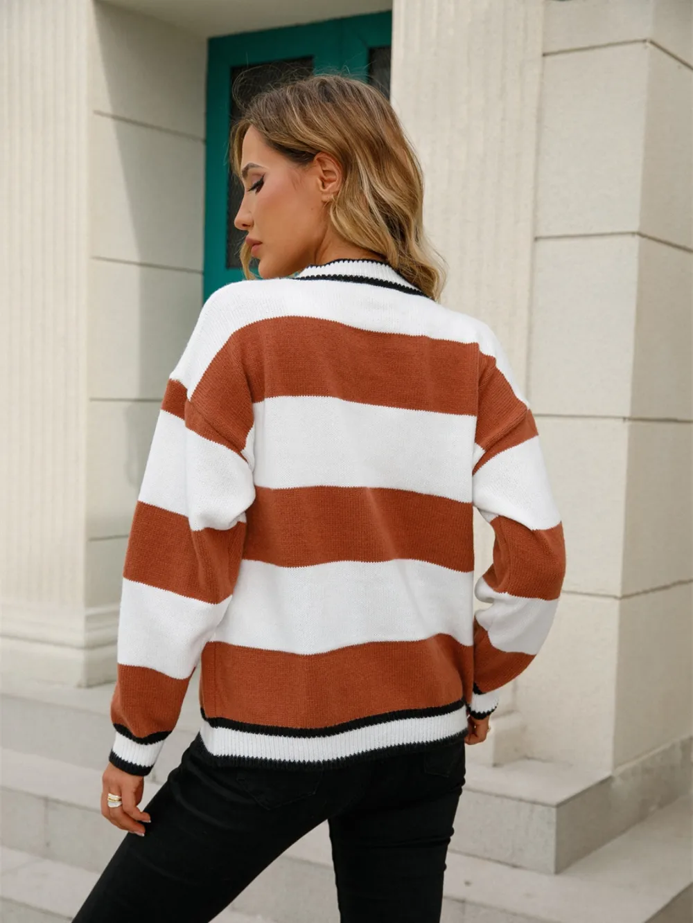 Striped Button Down Cardigan, image 3