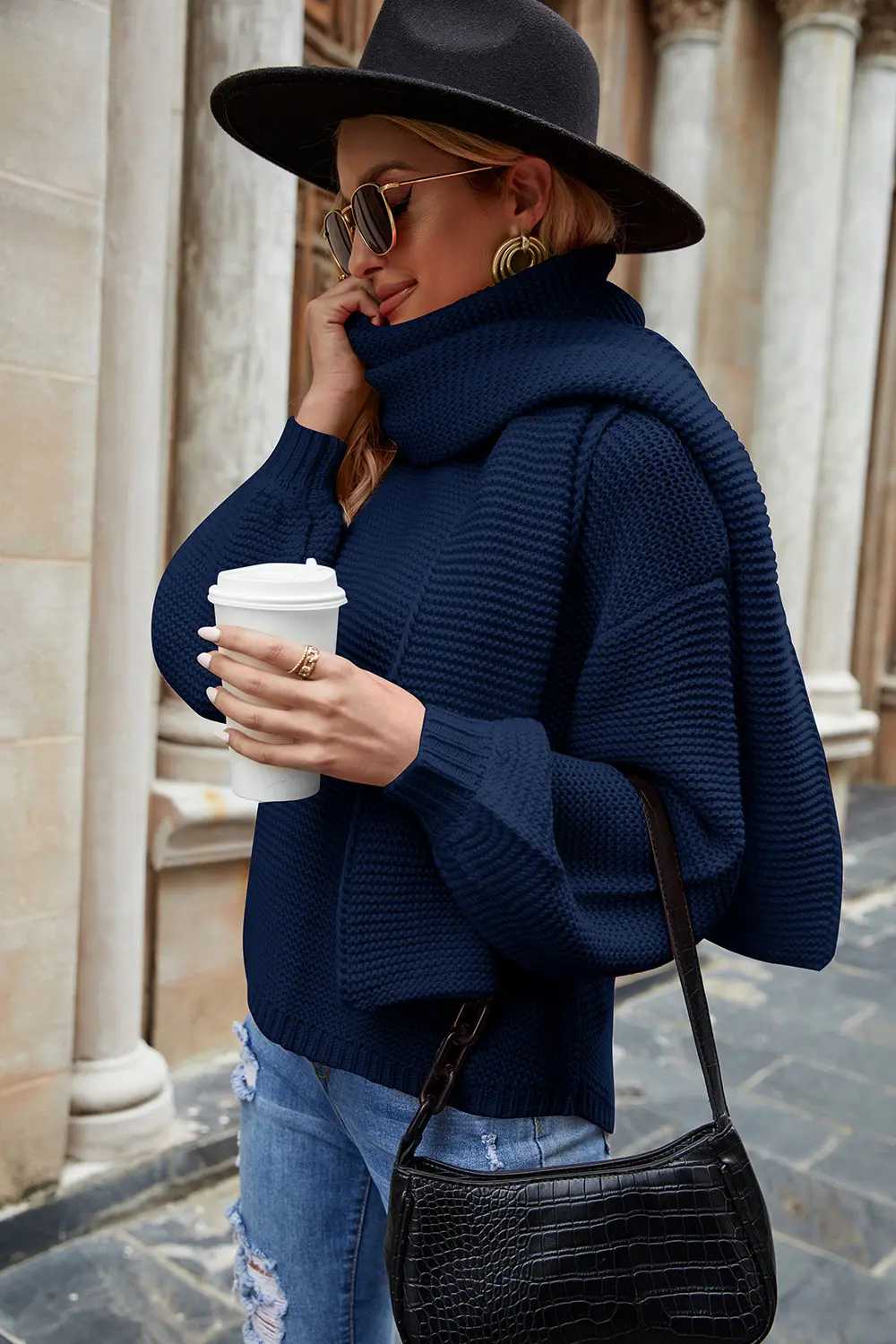 Round Neck Lantern Sleeve Sweater, image 5
