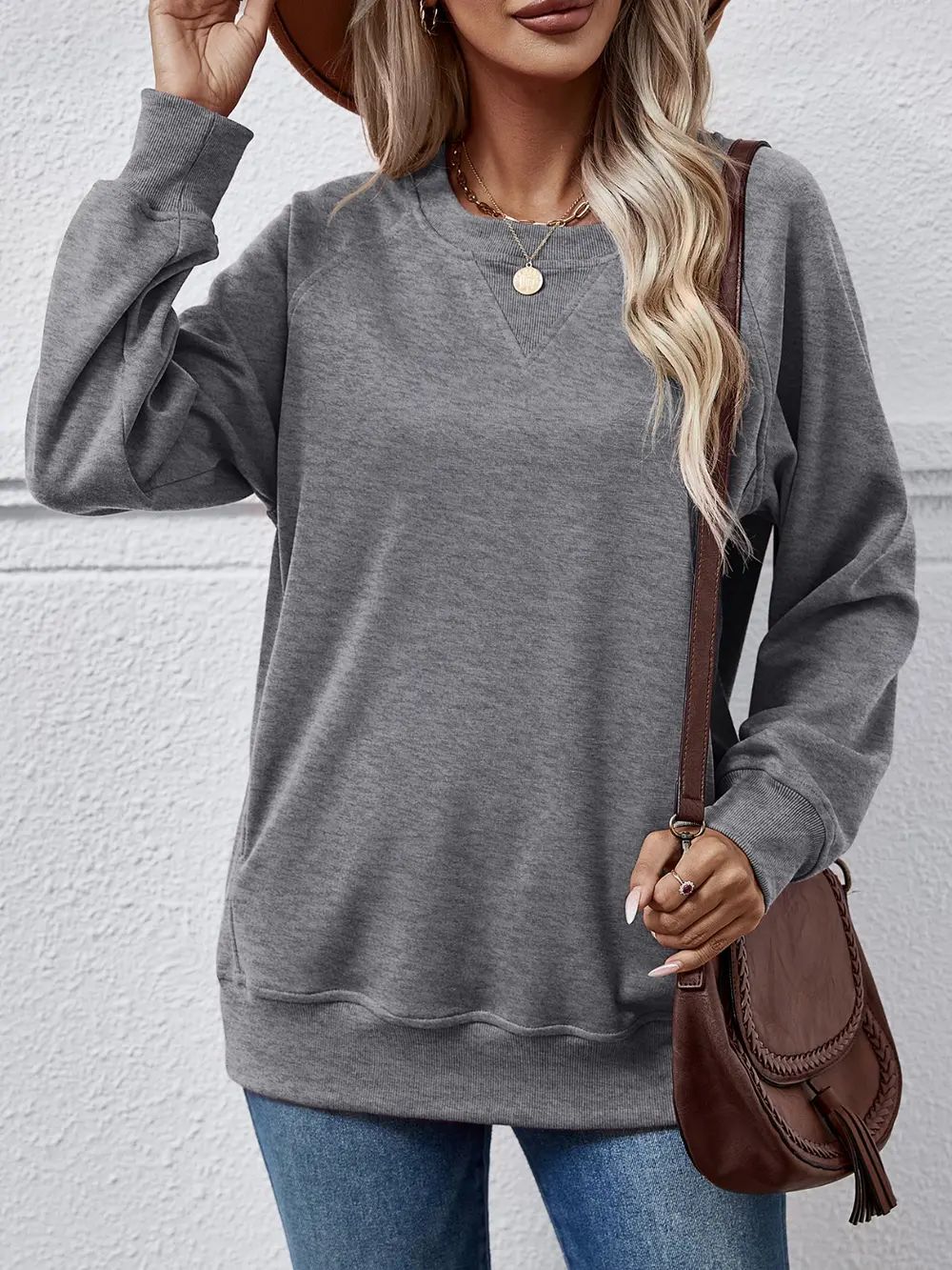 Round Neck Long Sleeve Sweatshirt, image 8