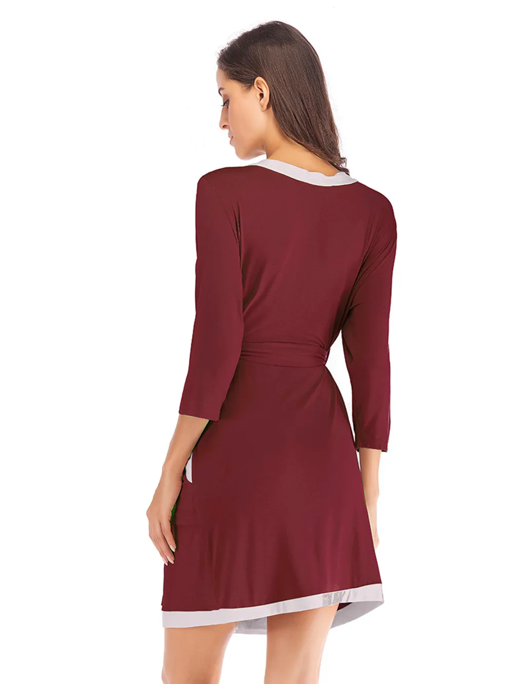 Tie Waist Surplice Neck Robe with Pockets, image 6