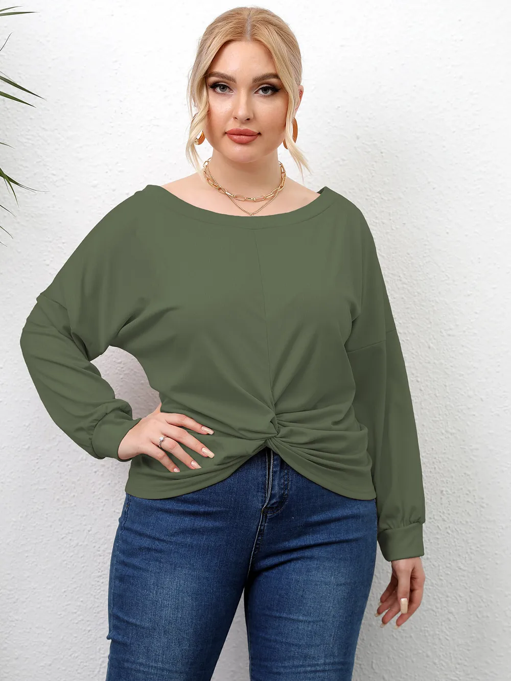 Plus Size Twisted Drop Shoulder T-Shirt, image 4