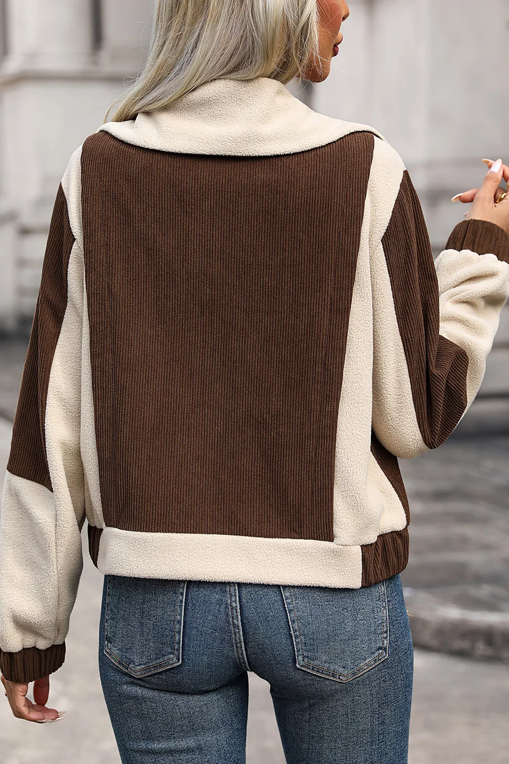 Color Block Zip Up Pocketed Jacket, image 5